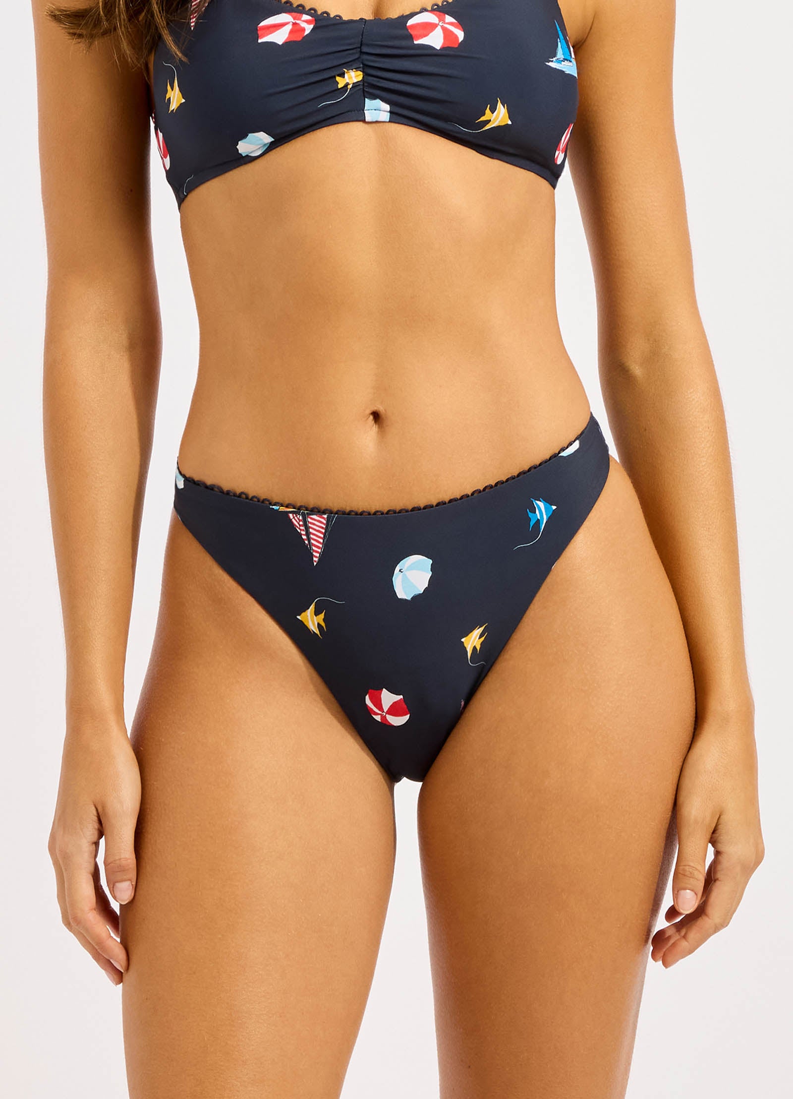 Beachclub High Leg Bikini Bottom - True Navy view 2