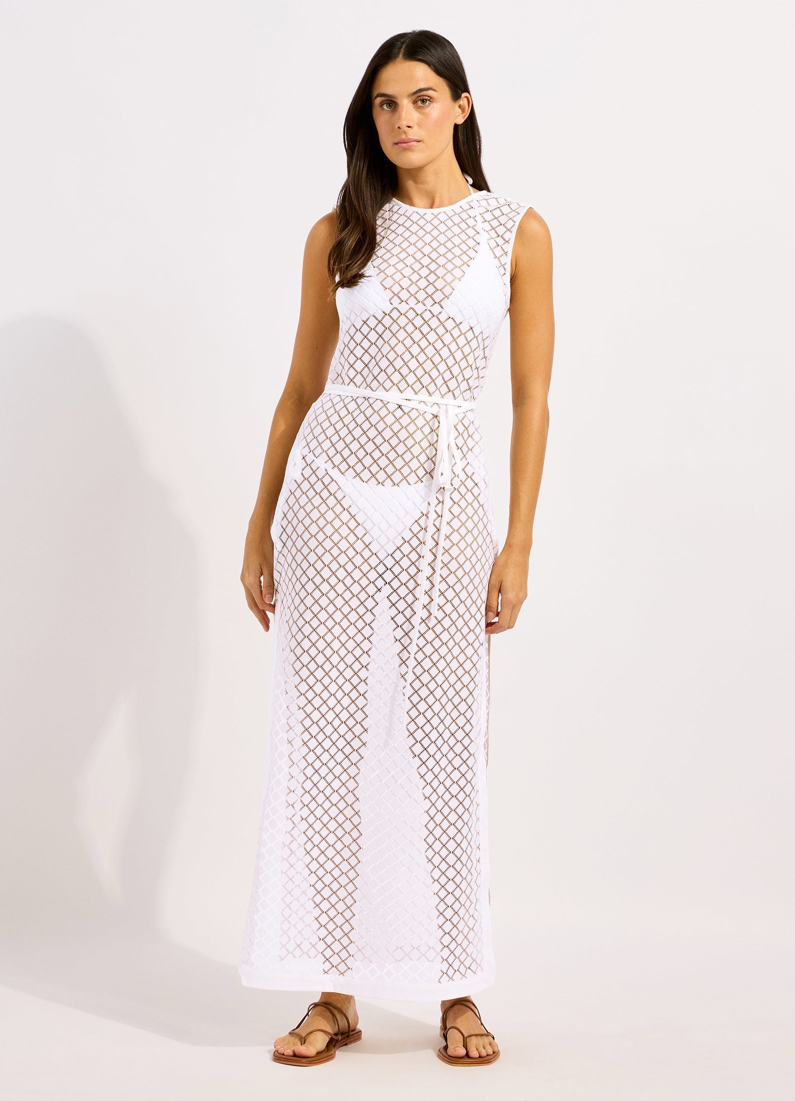 Beachedit Lace Kaftan - White