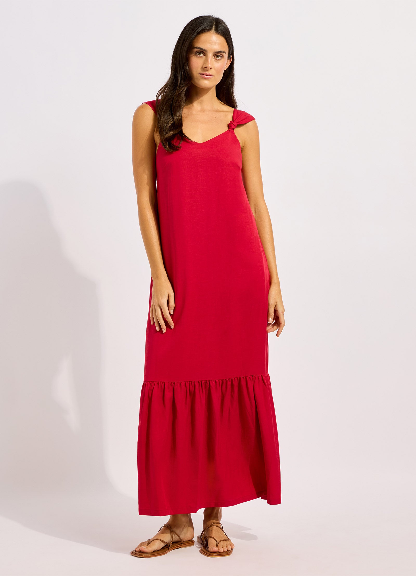Beachedit Tie Back Maxi Dress - Cosmo Red