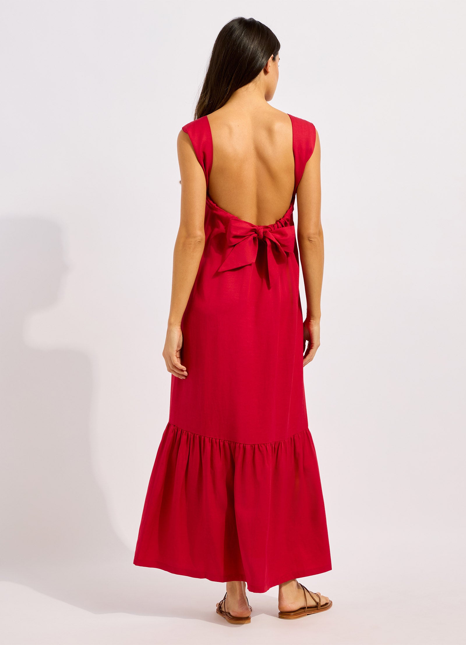 Beachedit Tie Back Maxi Dress - Cosmo Red view 3