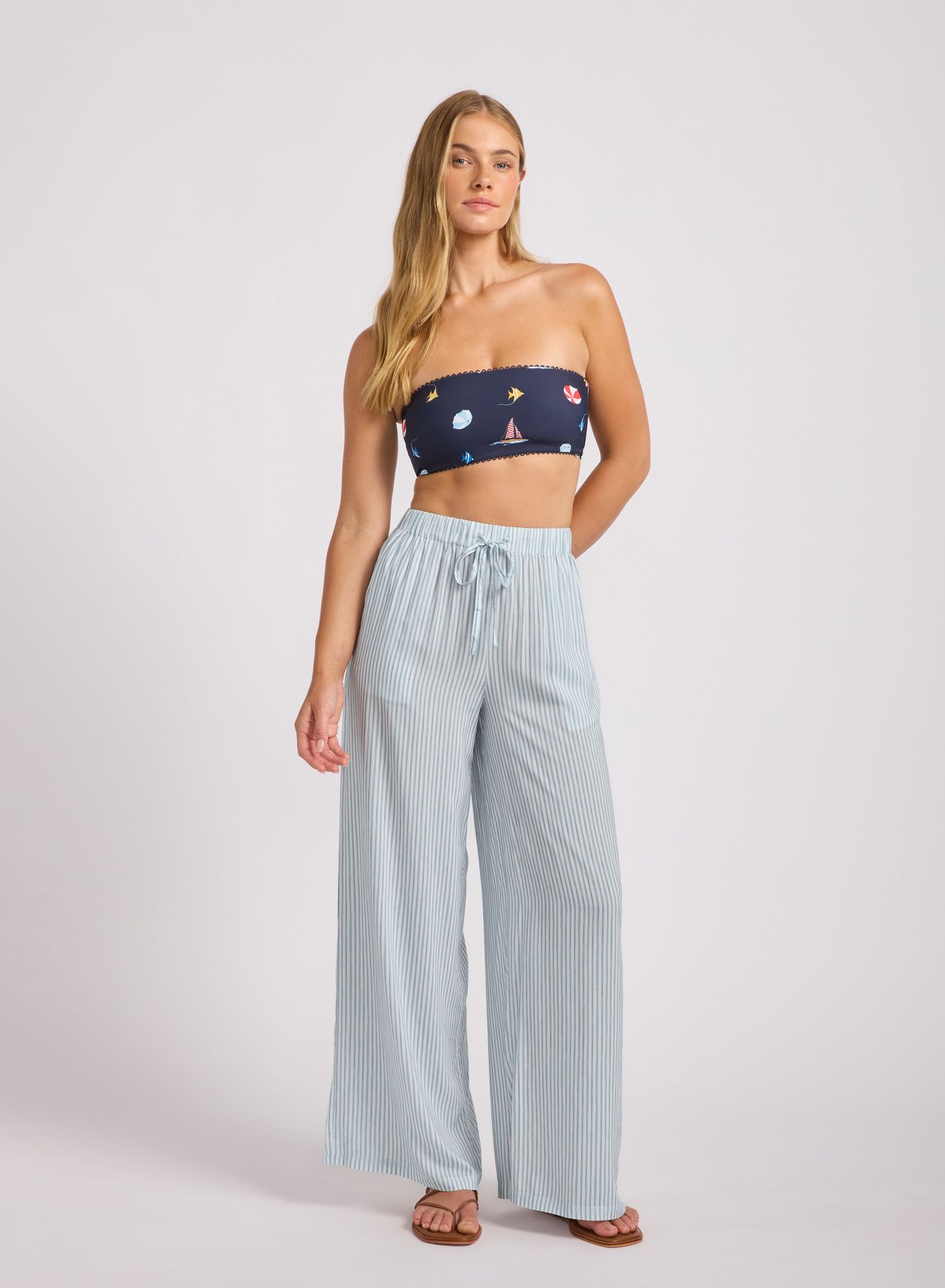 Beachedit Wide Leg Pant - Powder Blue