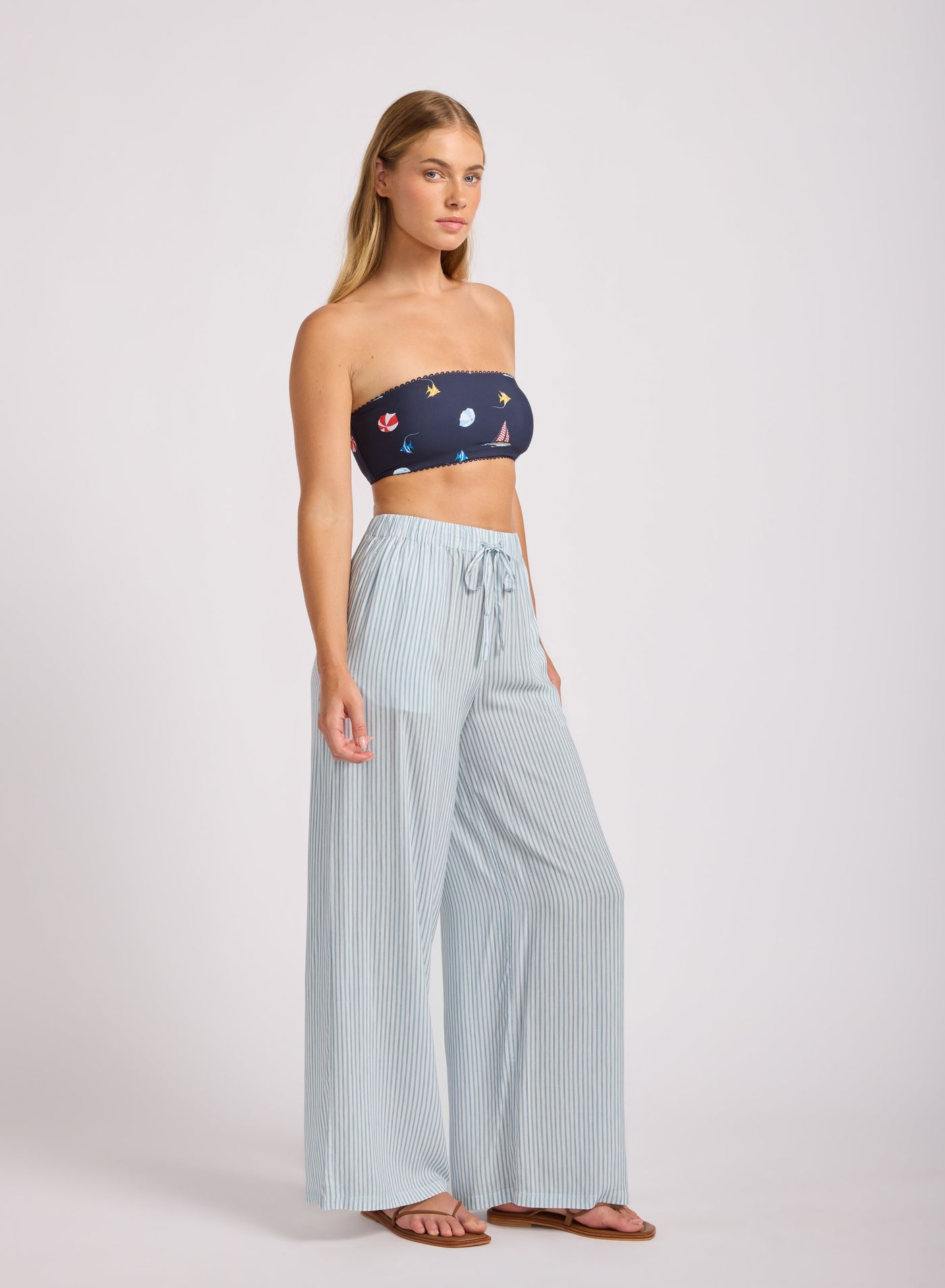 Beachedit Wide Leg Pant - Powder Blue view 2