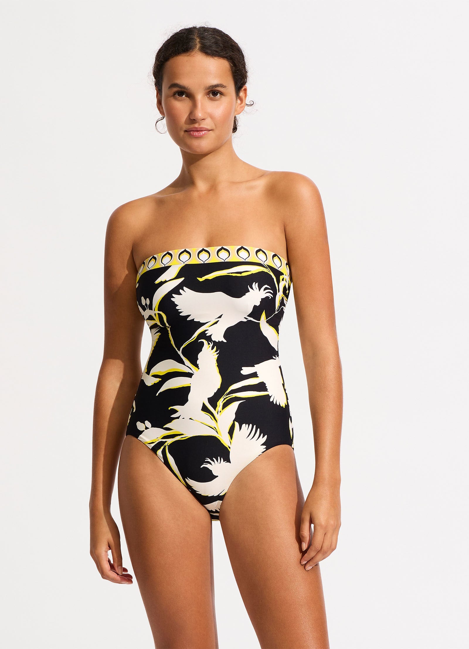 Birds Of Paradise DD Bandeau One Piece - Black - Black