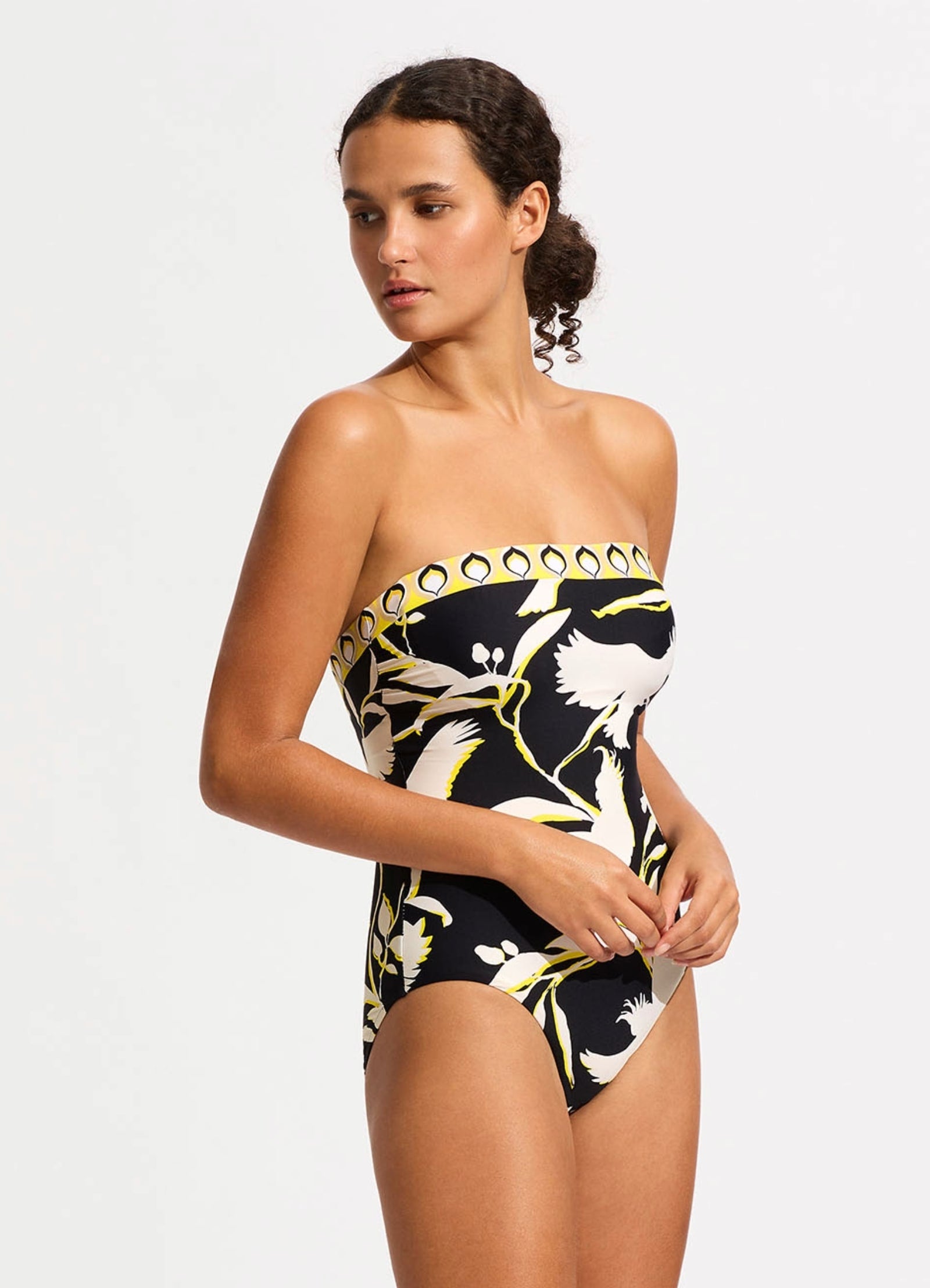 Birds Of Paradise DD Bandeau One Piece - Black - Black view 3