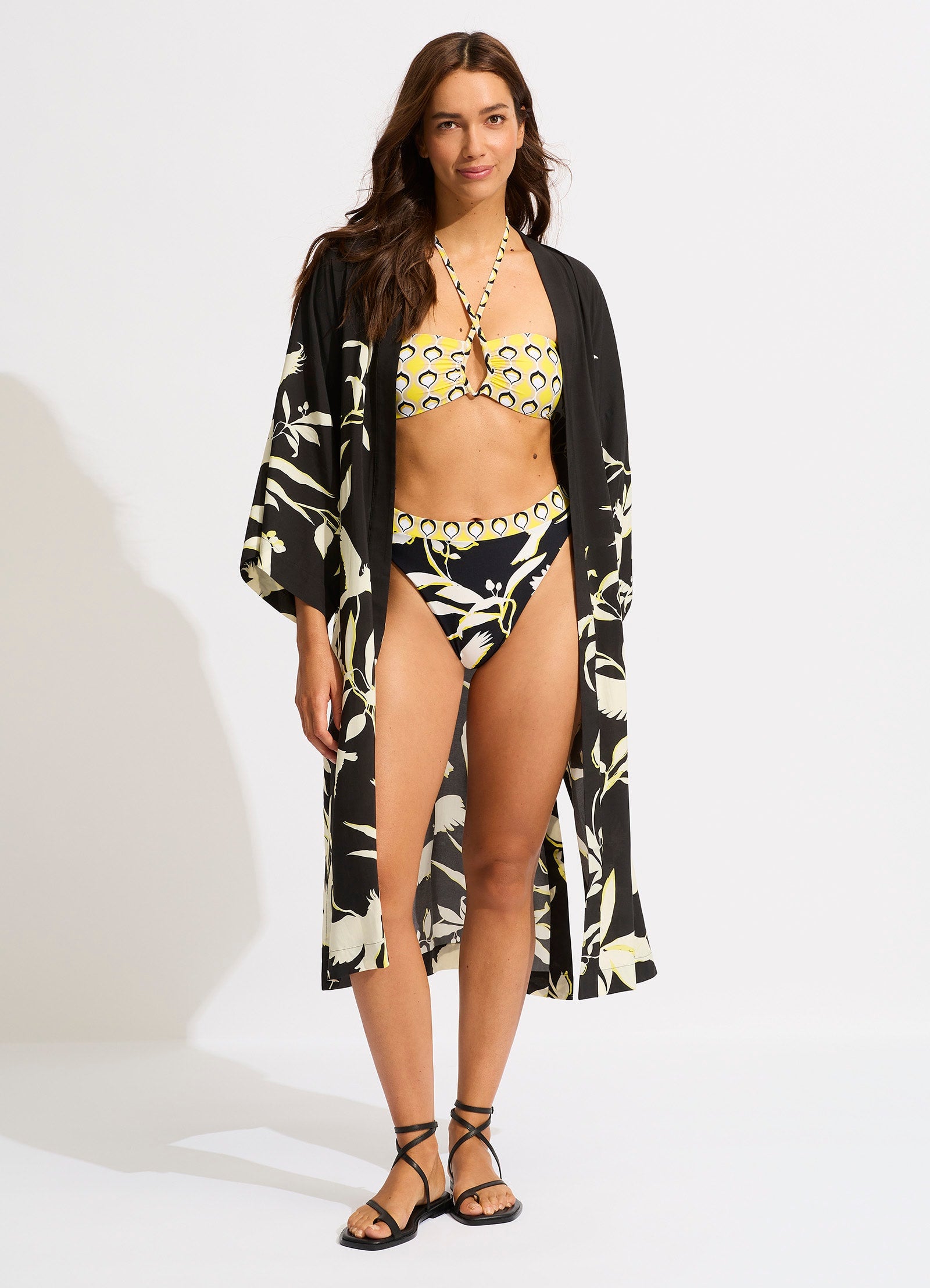 Birds Of Paradise Kimono - Black - Black