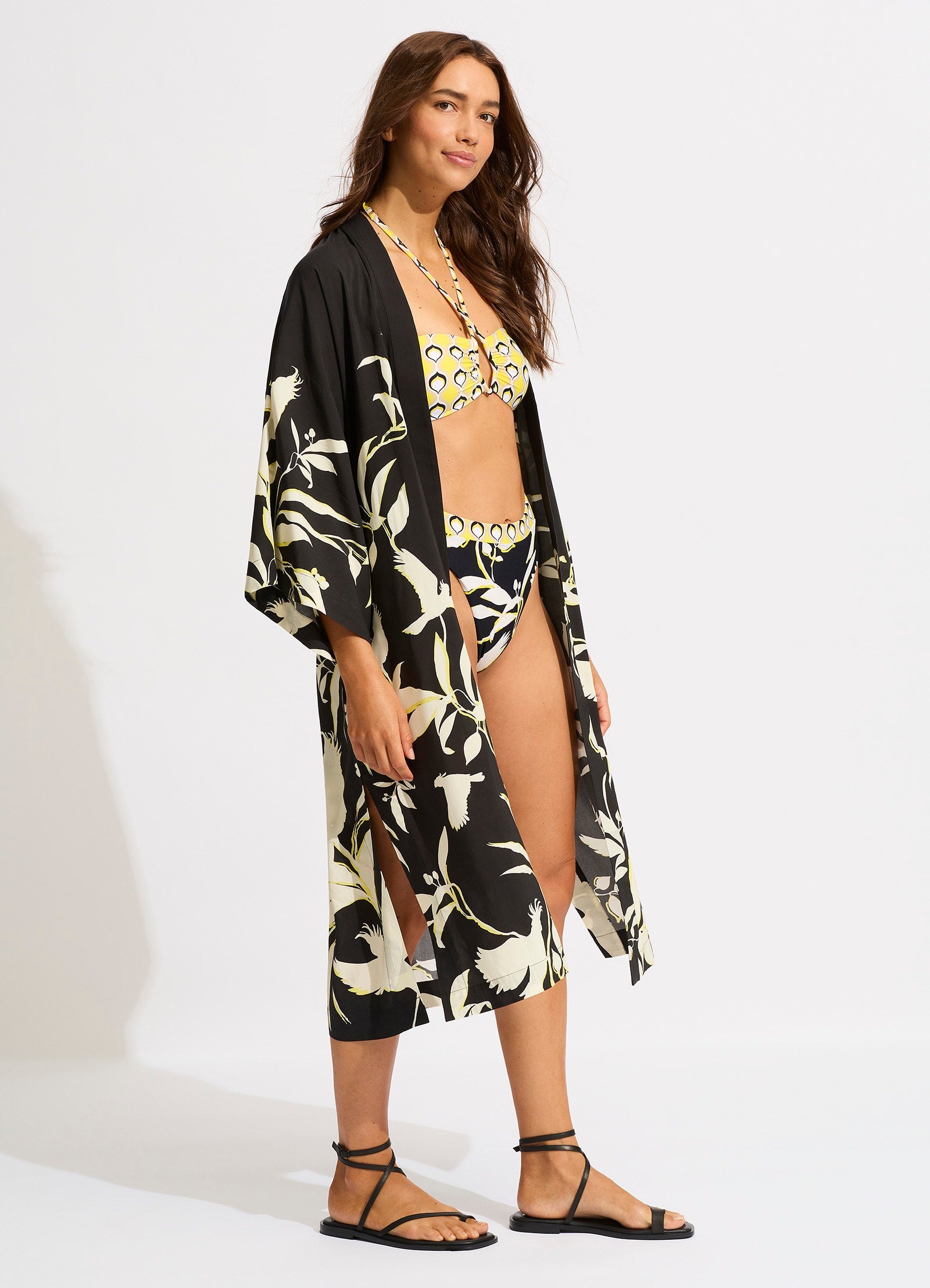 Birds Of Paradise Kimono - Black - Black view 2