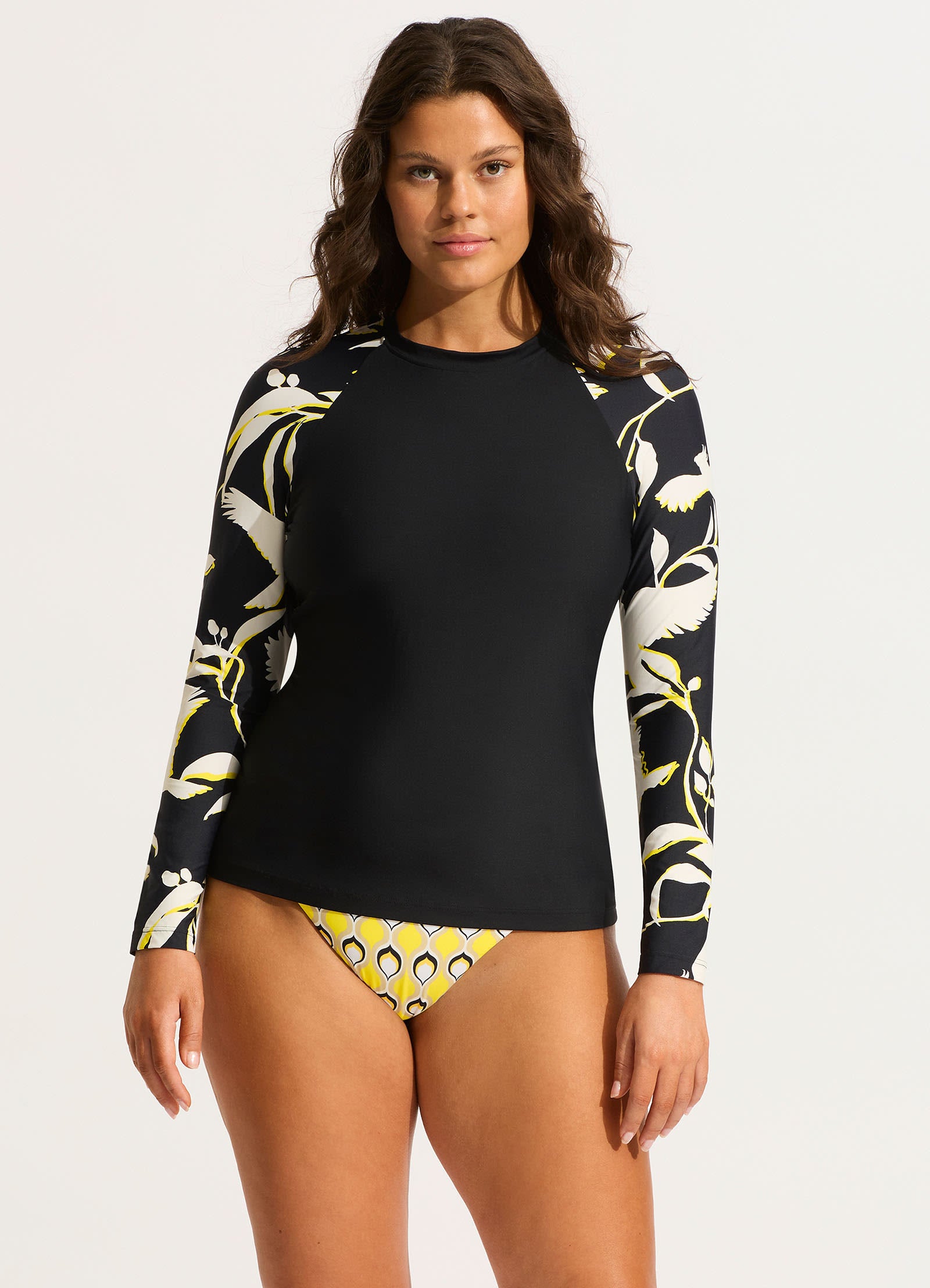Birds Of Paradise Long Sleeve Rashvest - Black - Black