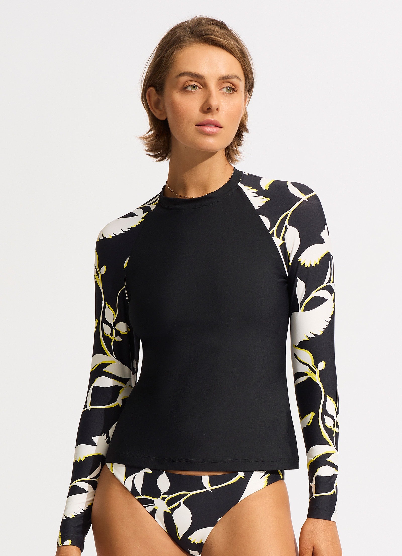 Birds Of Paradise Long Sleeve Rashvest - Black - Black view 3