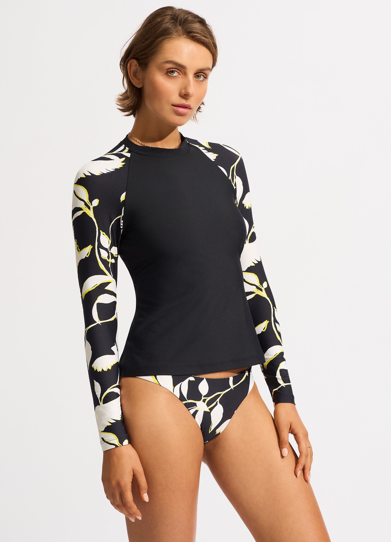 Birds Of Paradise Long Sleeve Rashvest - Black - Black view 4