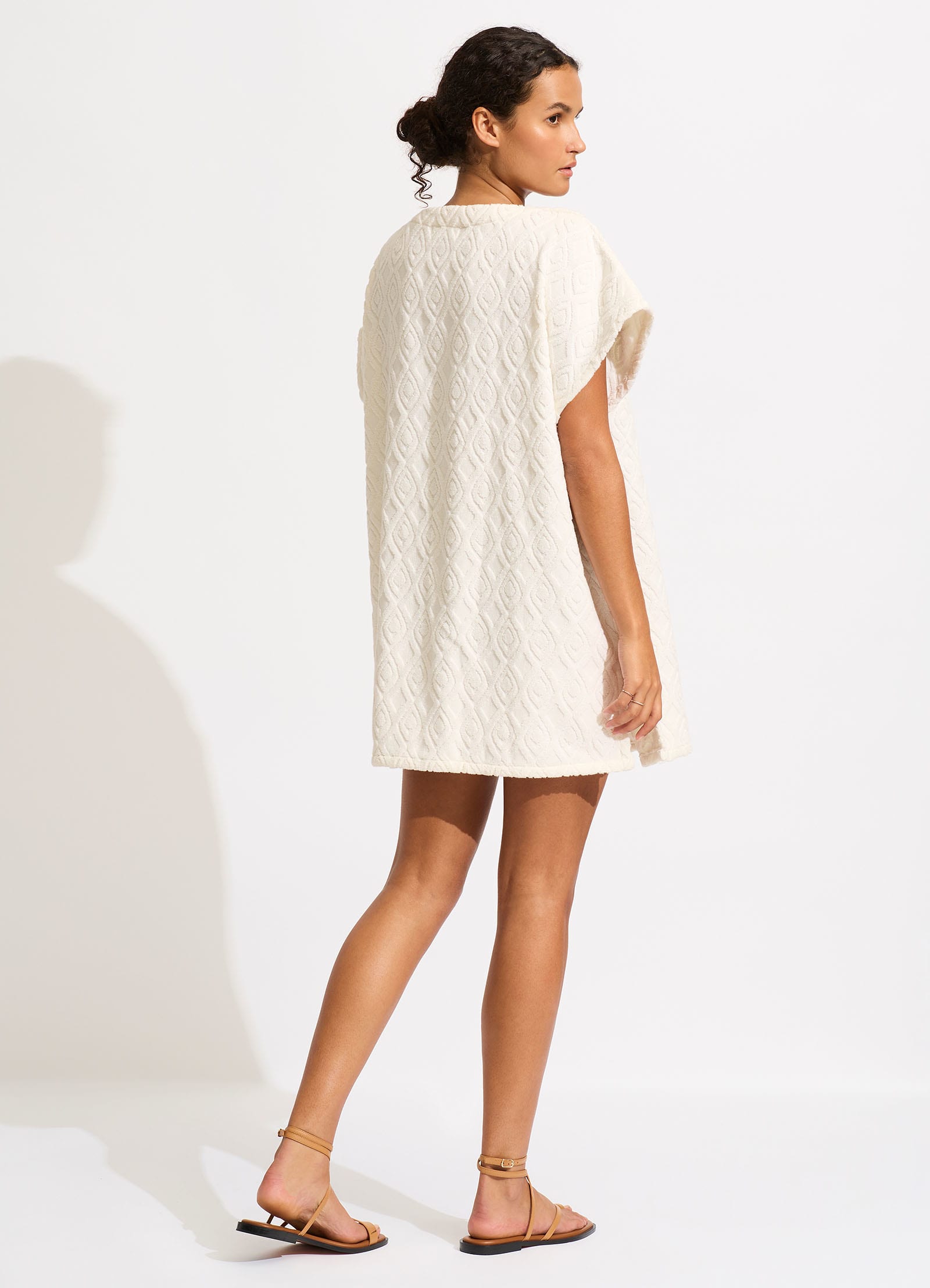 Birds of Paradise Towel Poncho - Latte - Latte view 3