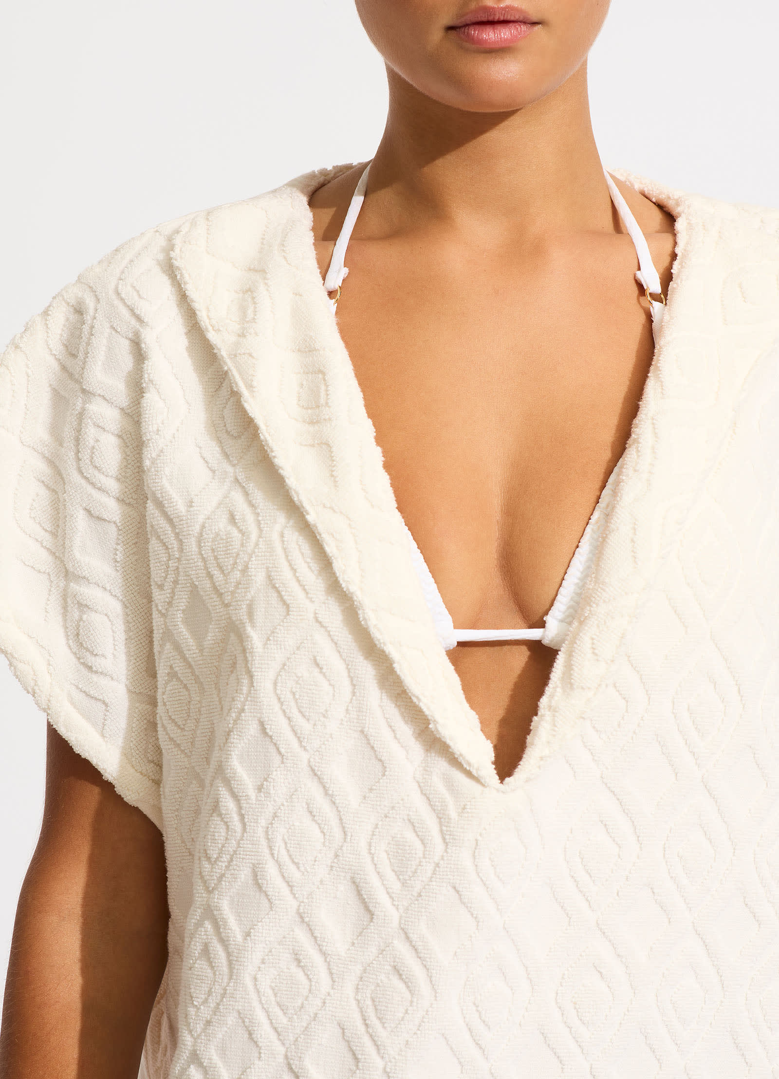 Birds of Paradise Towel Poncho - Latte - Latte view 4