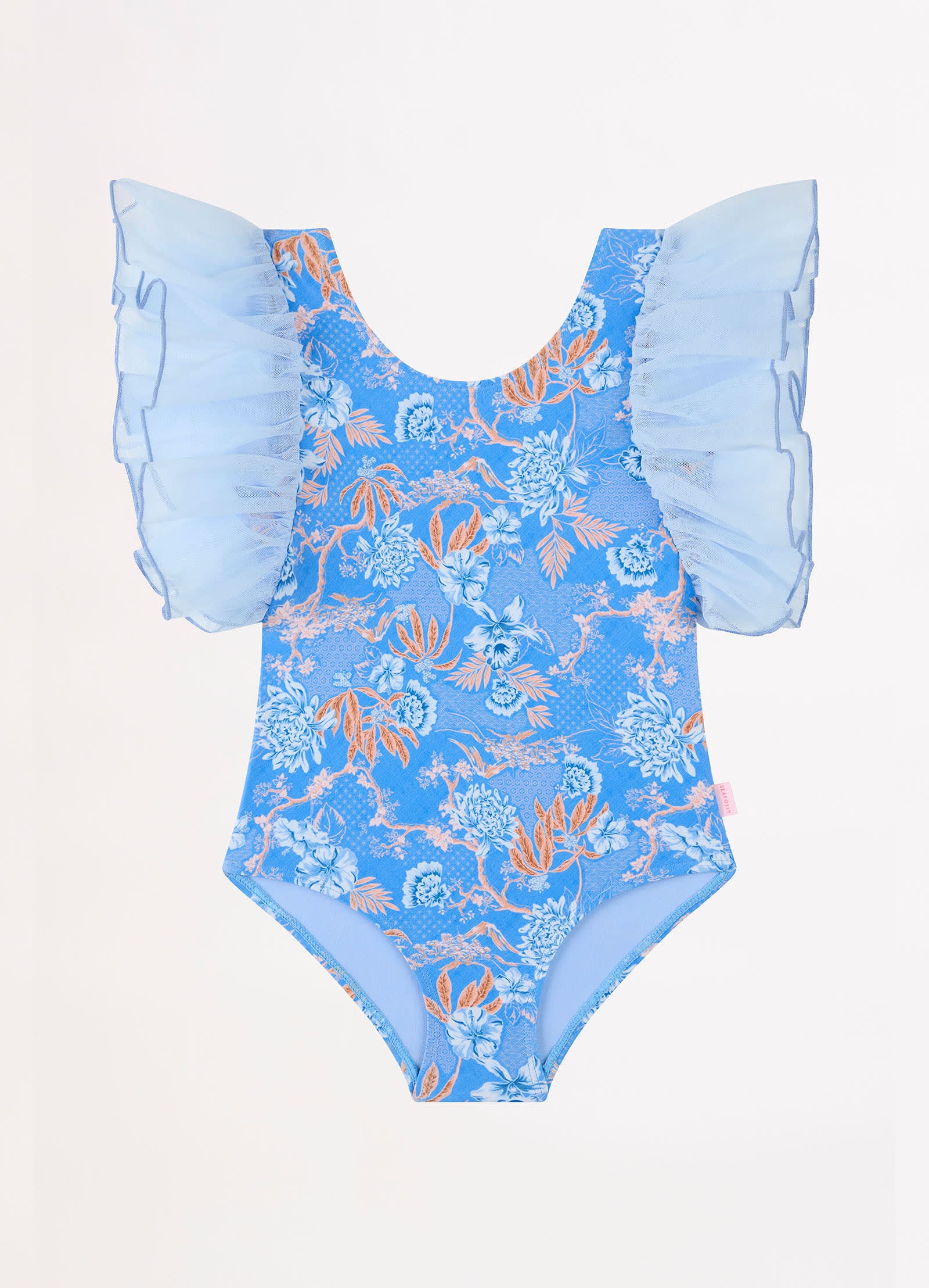 Blue Fuji Girls Fairy Sleeve One Piece - Blue - Blue view 2