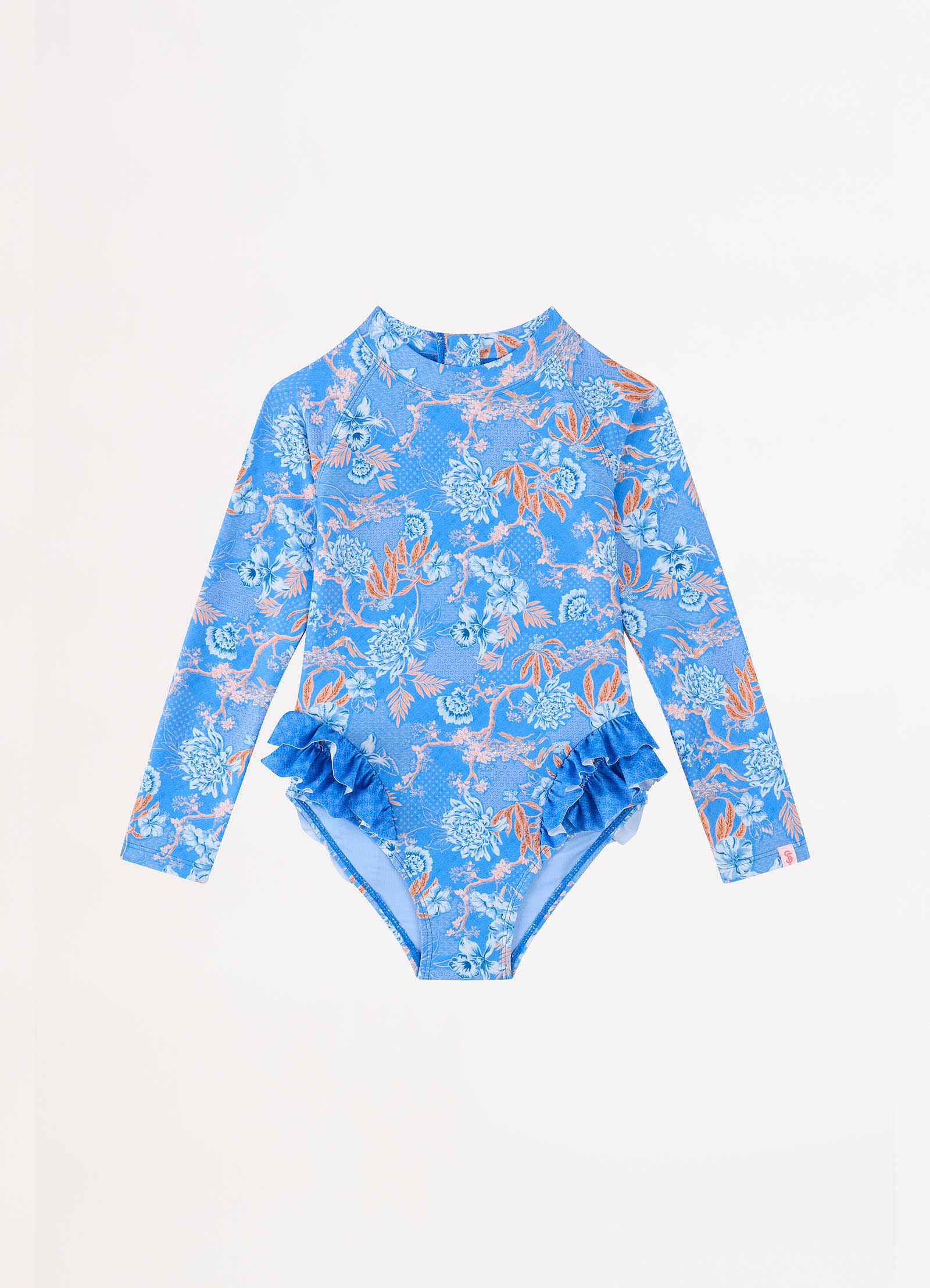 Blue Fuji Girls Frill Hip Paddlesuit - Blue - Blue view 2