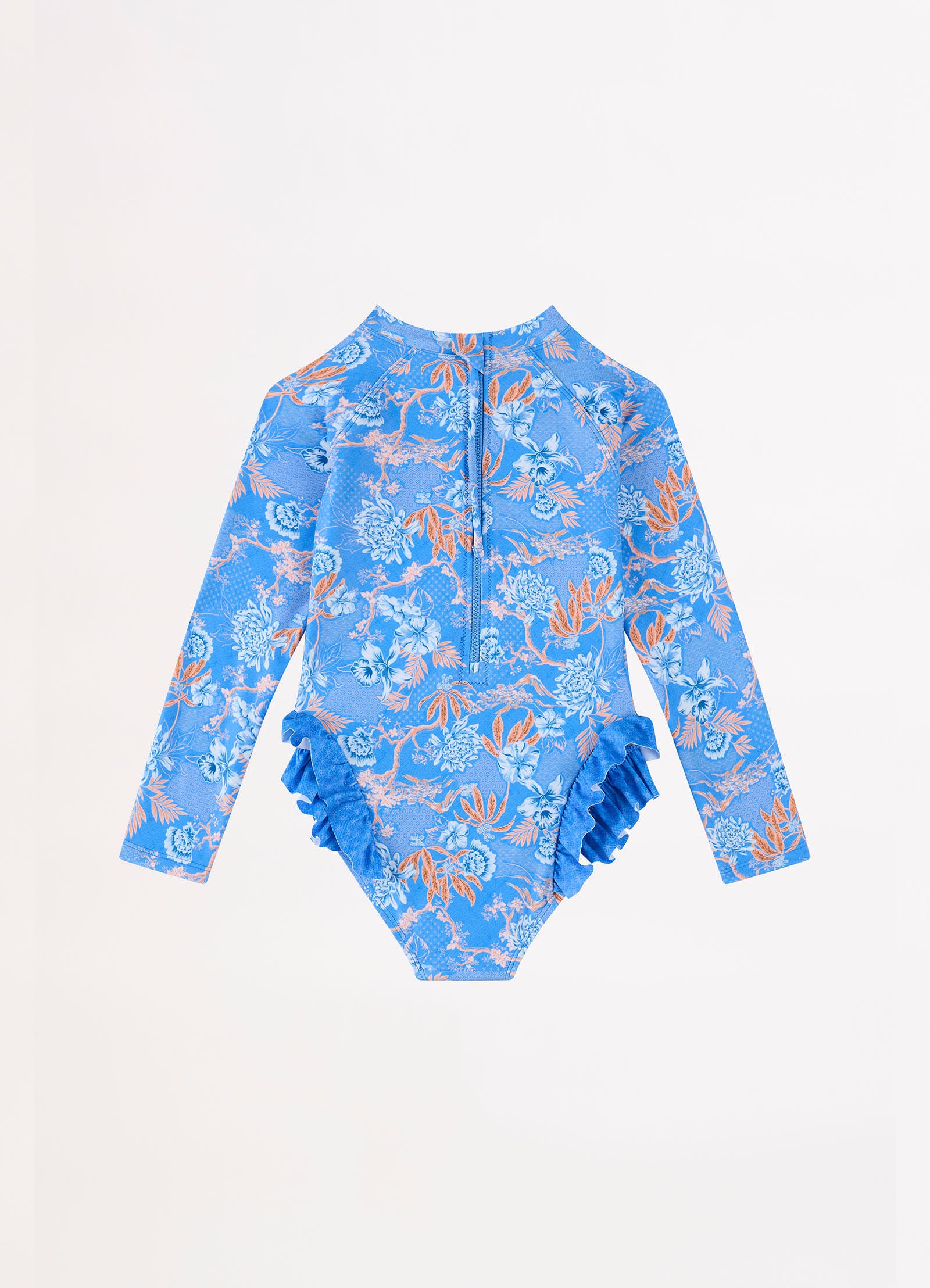 Blue Fuji Girls Frill Hip Paddlesuit - Blue - Blue view 3