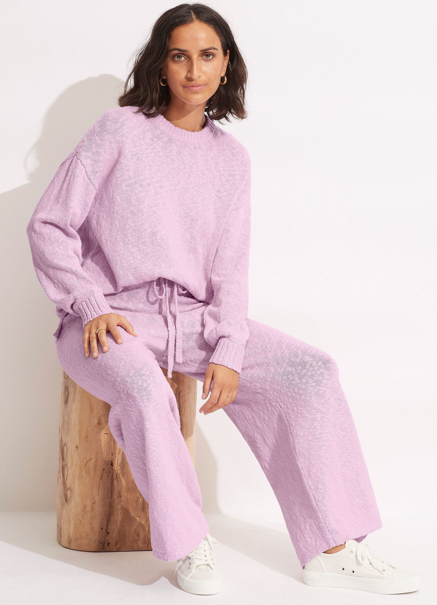 Boucle Knit Pant  - Lilac - Lilac