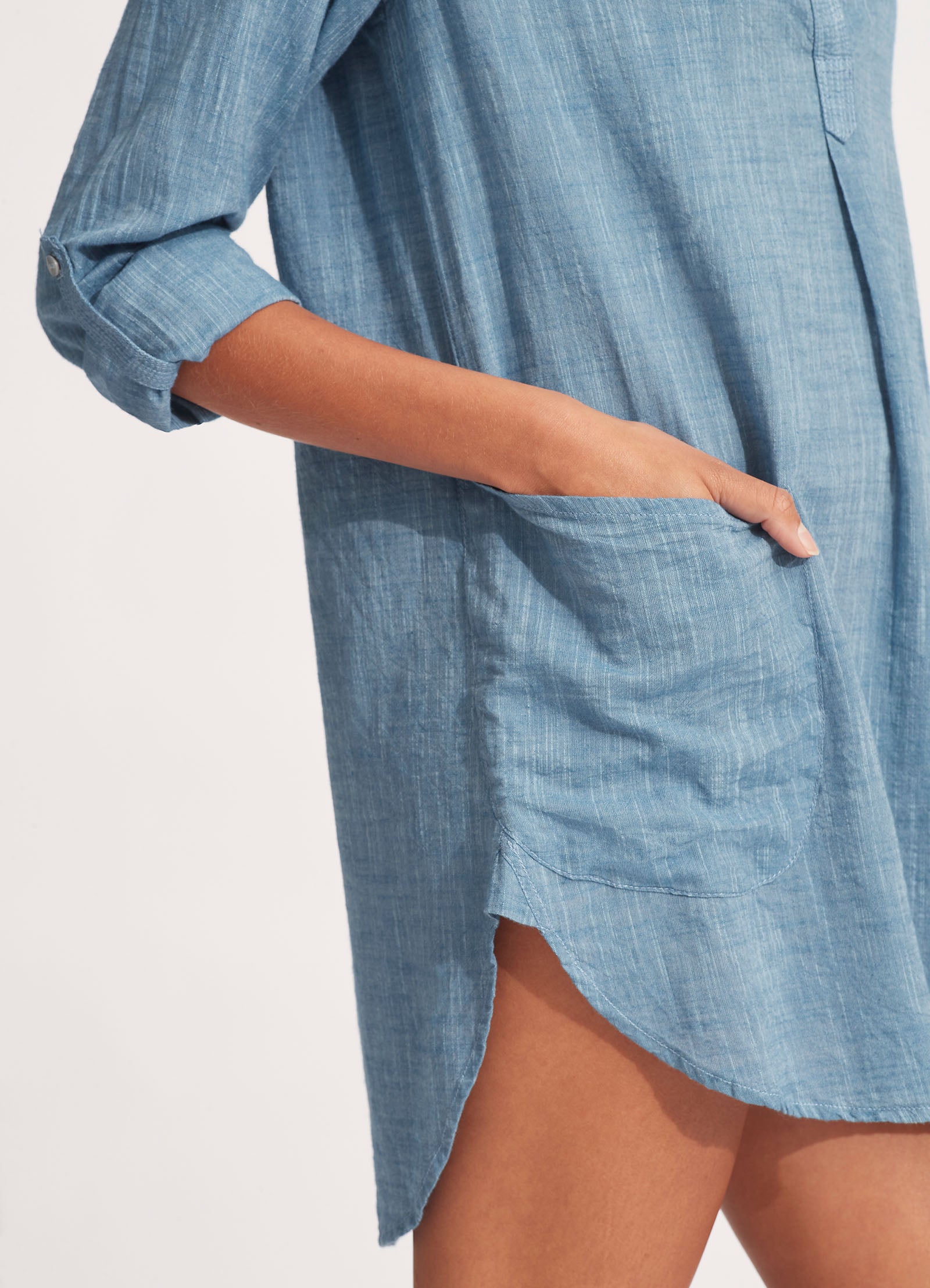 Boyfriend Beach Shirt - Chambray - Chambray view 4