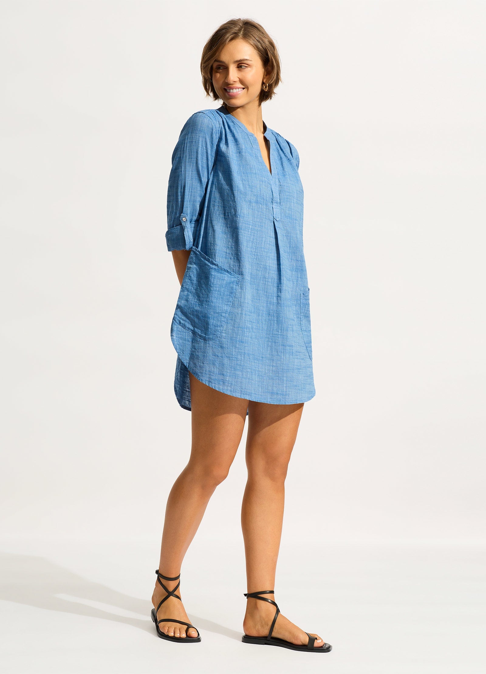 Boyfriend Beach Shirt - Chambray - Chambray view 5