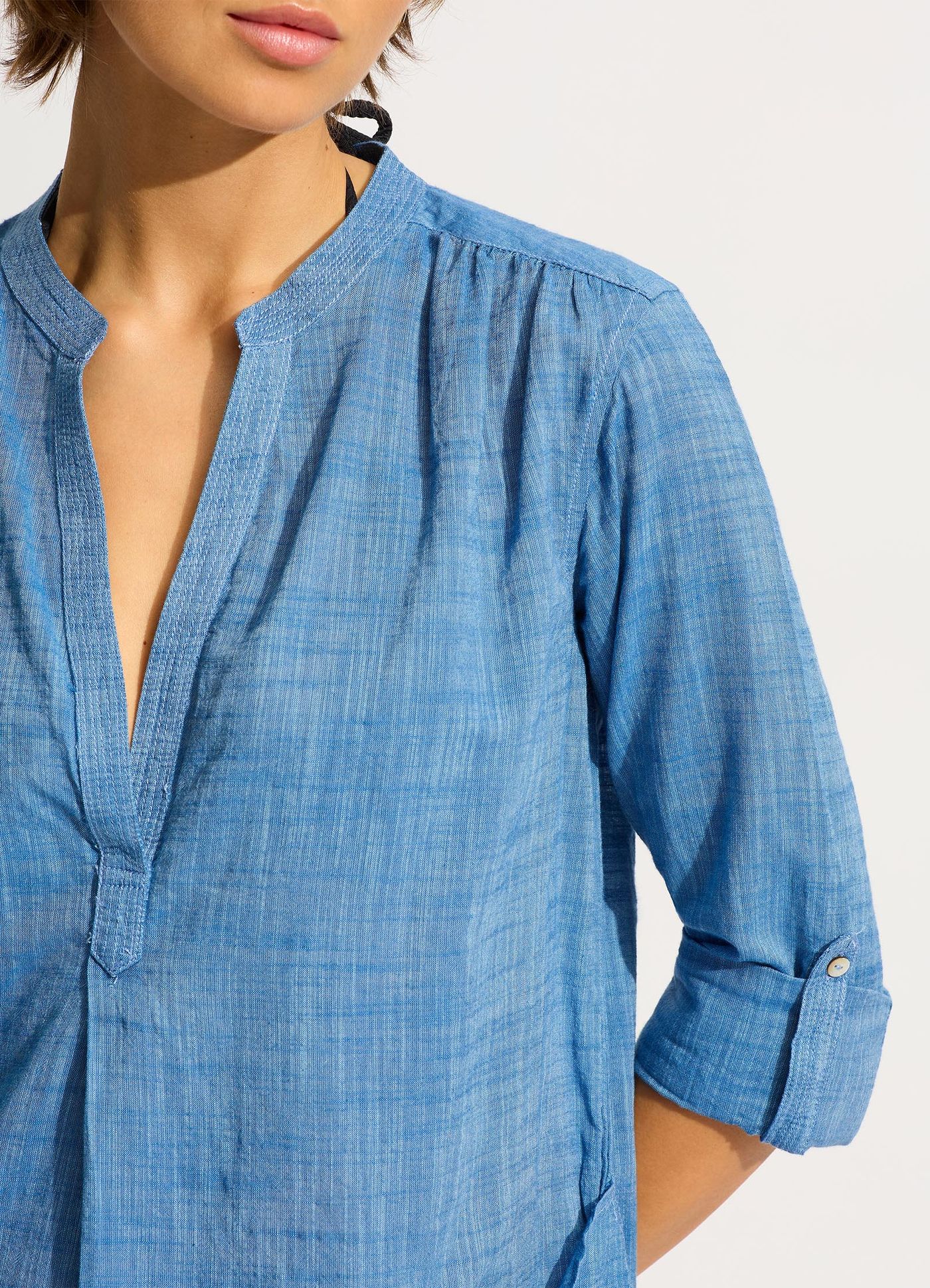 Boyfriend Beach Shirt - Chambray - Chambray view 7