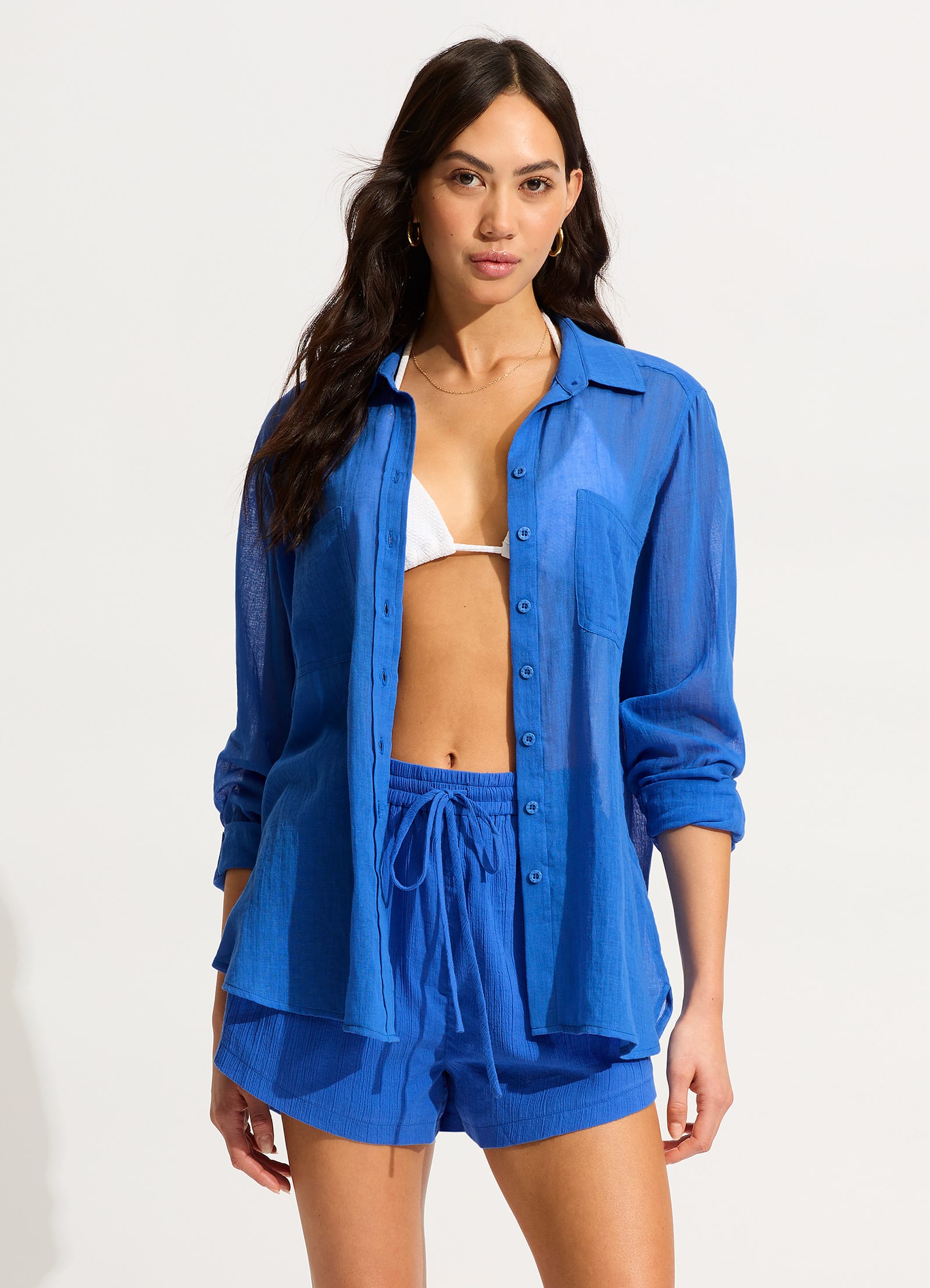 Breeze Beach Shirt - Azure - Azure