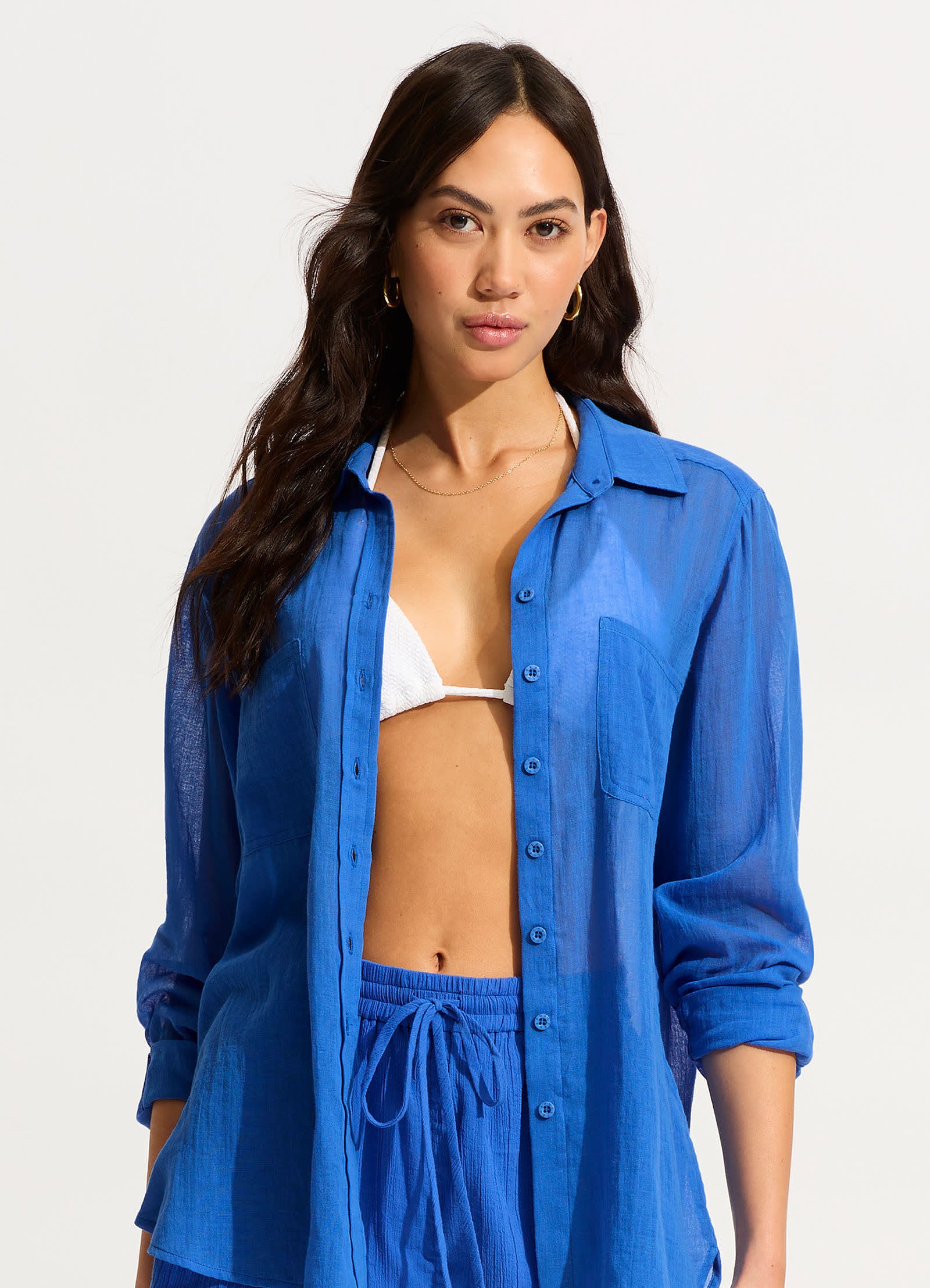 Breeze Beach Shirt - Azure - Azure view 2