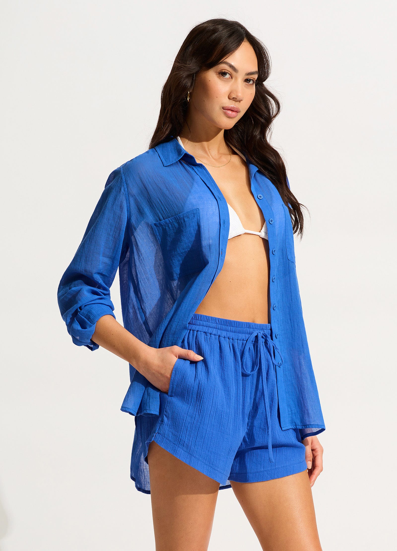 Breeze Beach Shirt - Azure - Azure view 3
