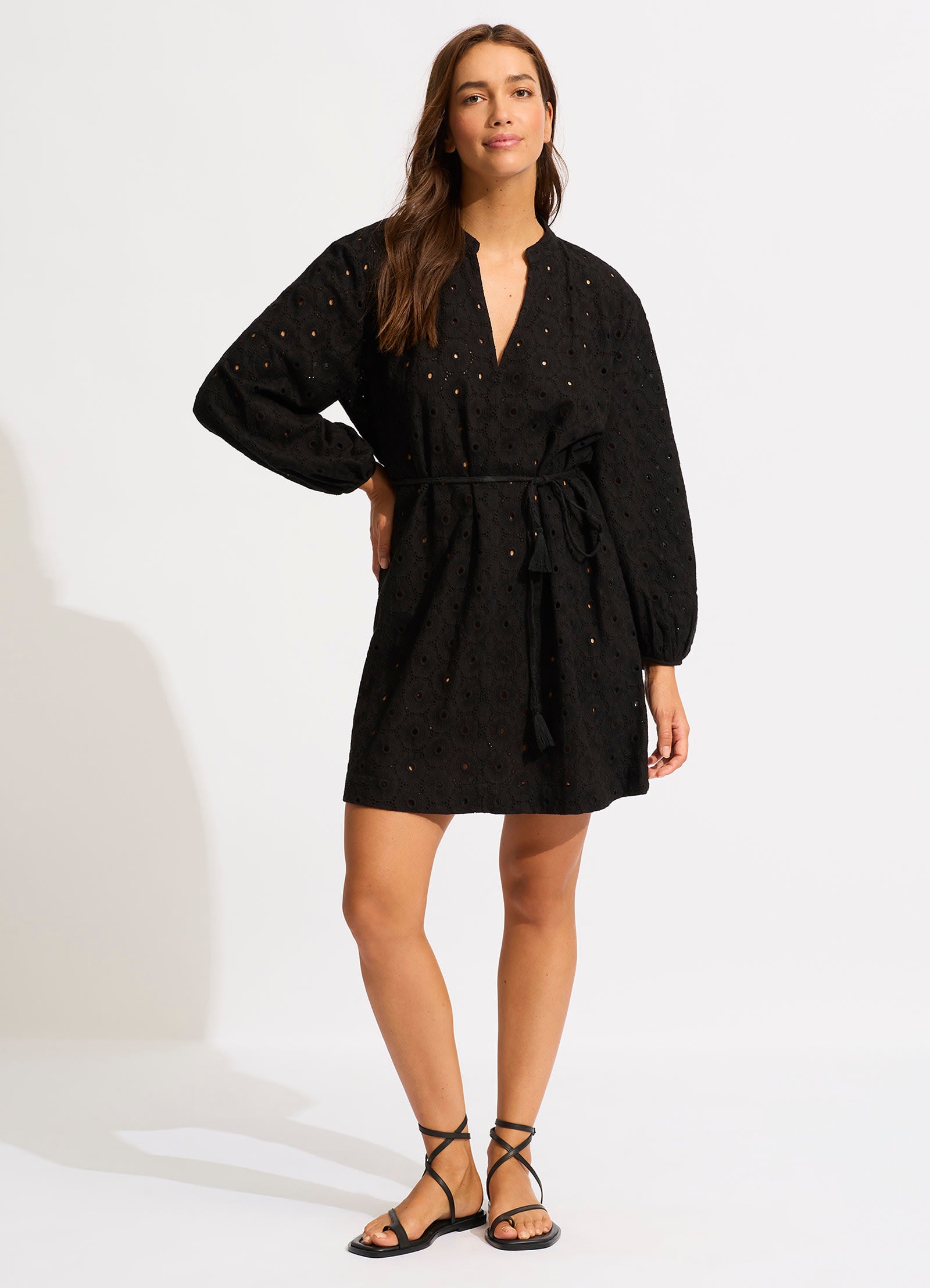 Broderie Cover Up - Black - Black