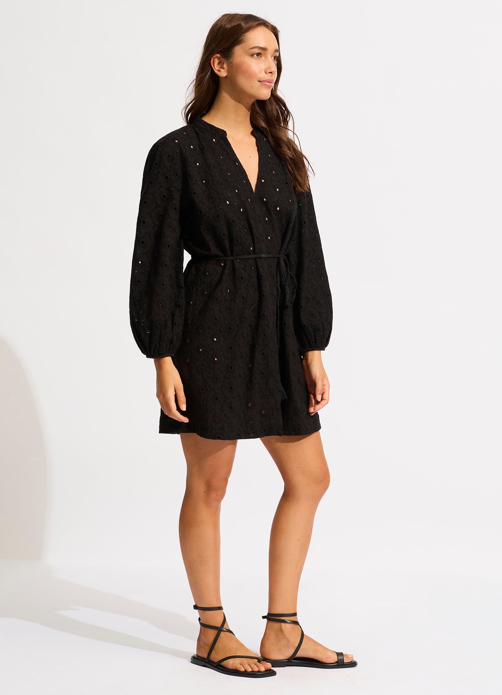 Broderie Cover Up - Black - Black view 2