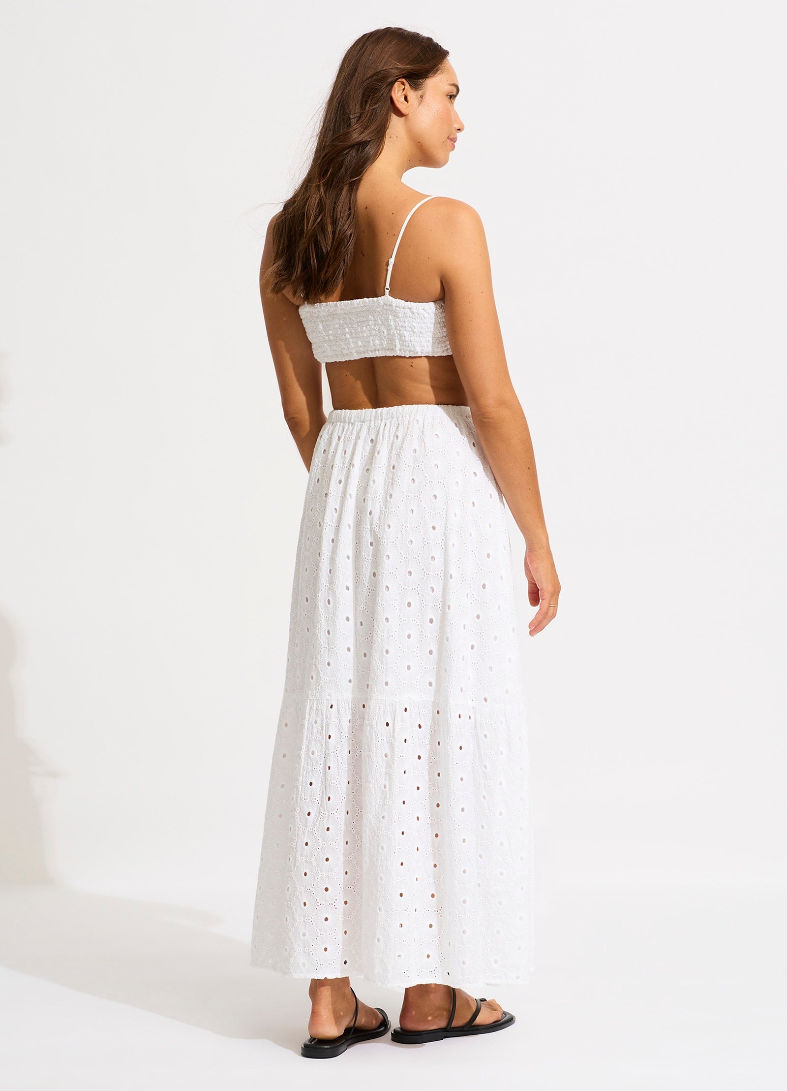 Broderie Crop Top - White - White view 3