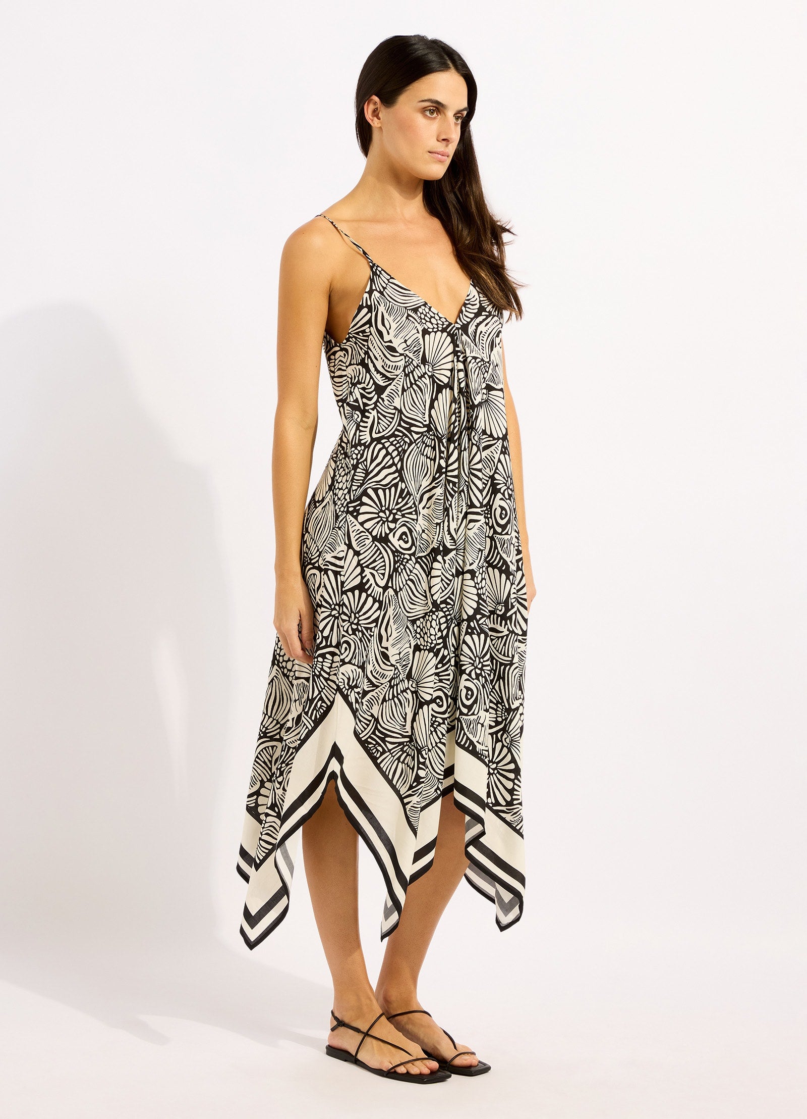 C Shells Scarf Midi Dress - Black view 2