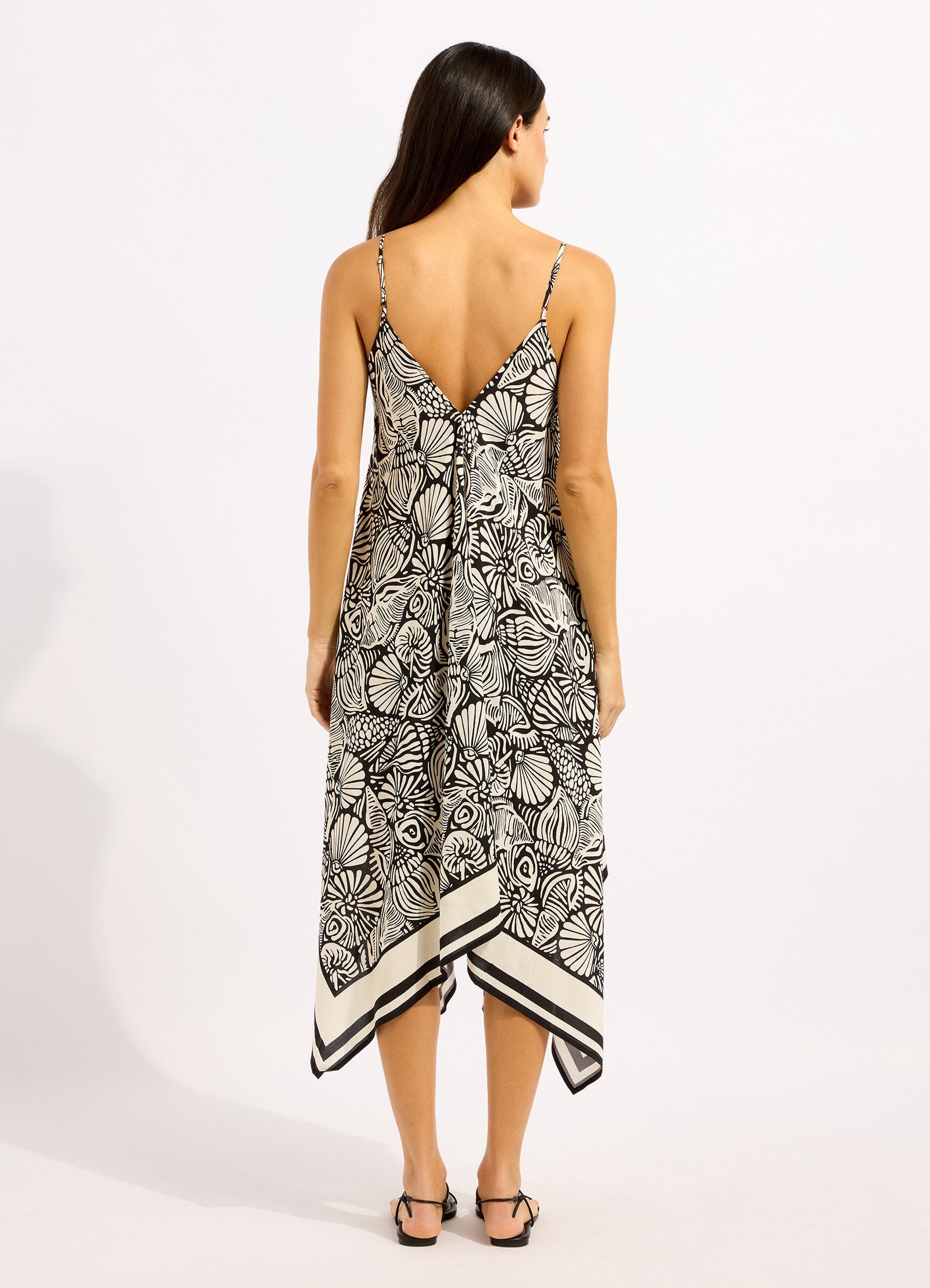 C Shells Scarf Midi Dress - Black view 3