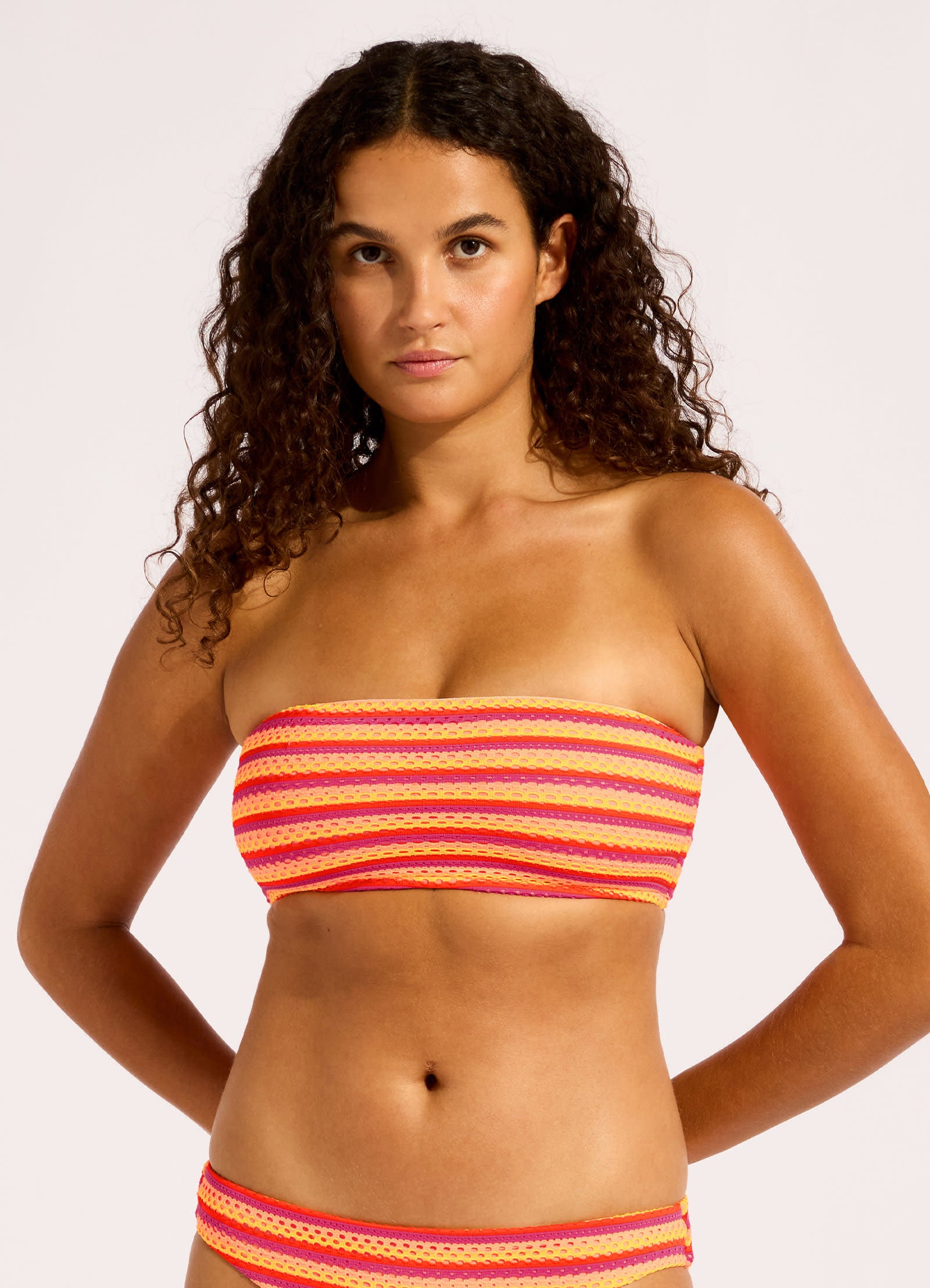 Calypso Bandeau Bikini Top - Peach Pink view 2