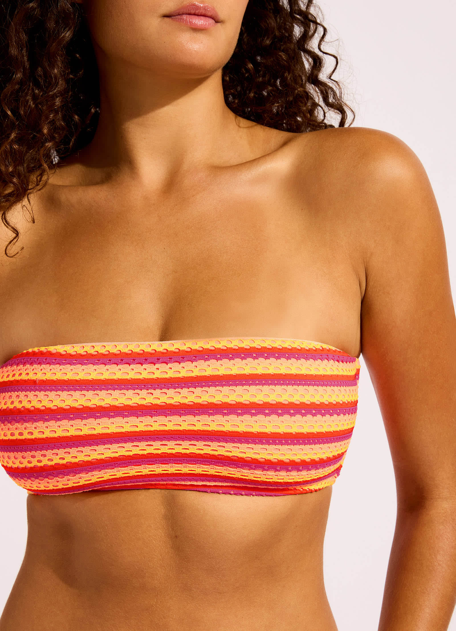 Calypso Bandeau Bikini Top - Peach Pink view 5