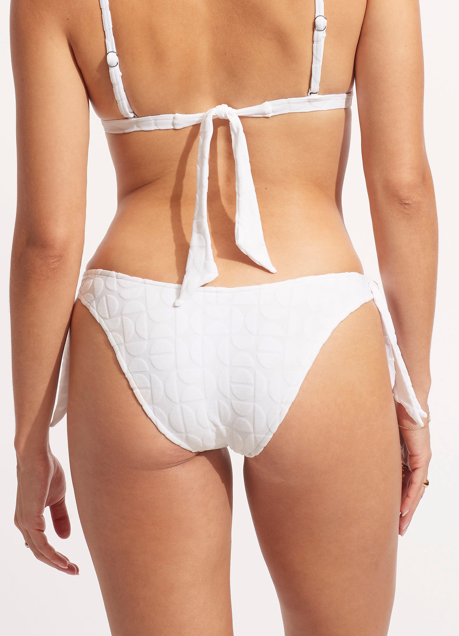 Capri High Cut Bikini Bottom - White - White view 5