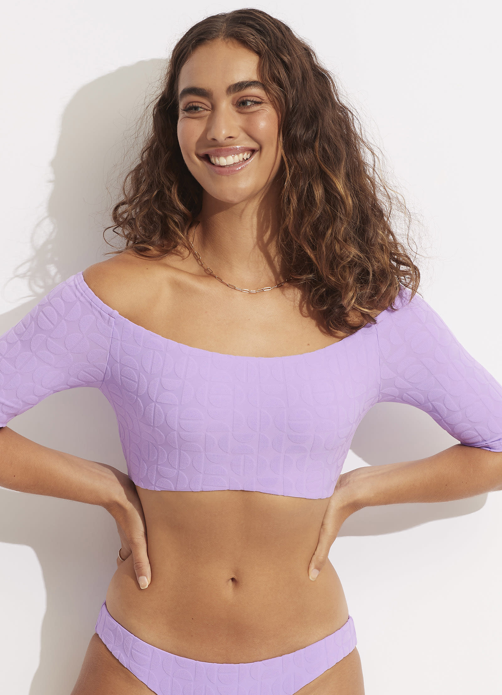 Capri Off Shoulder Crop Top - Wild Rose - Wild Rose view 2