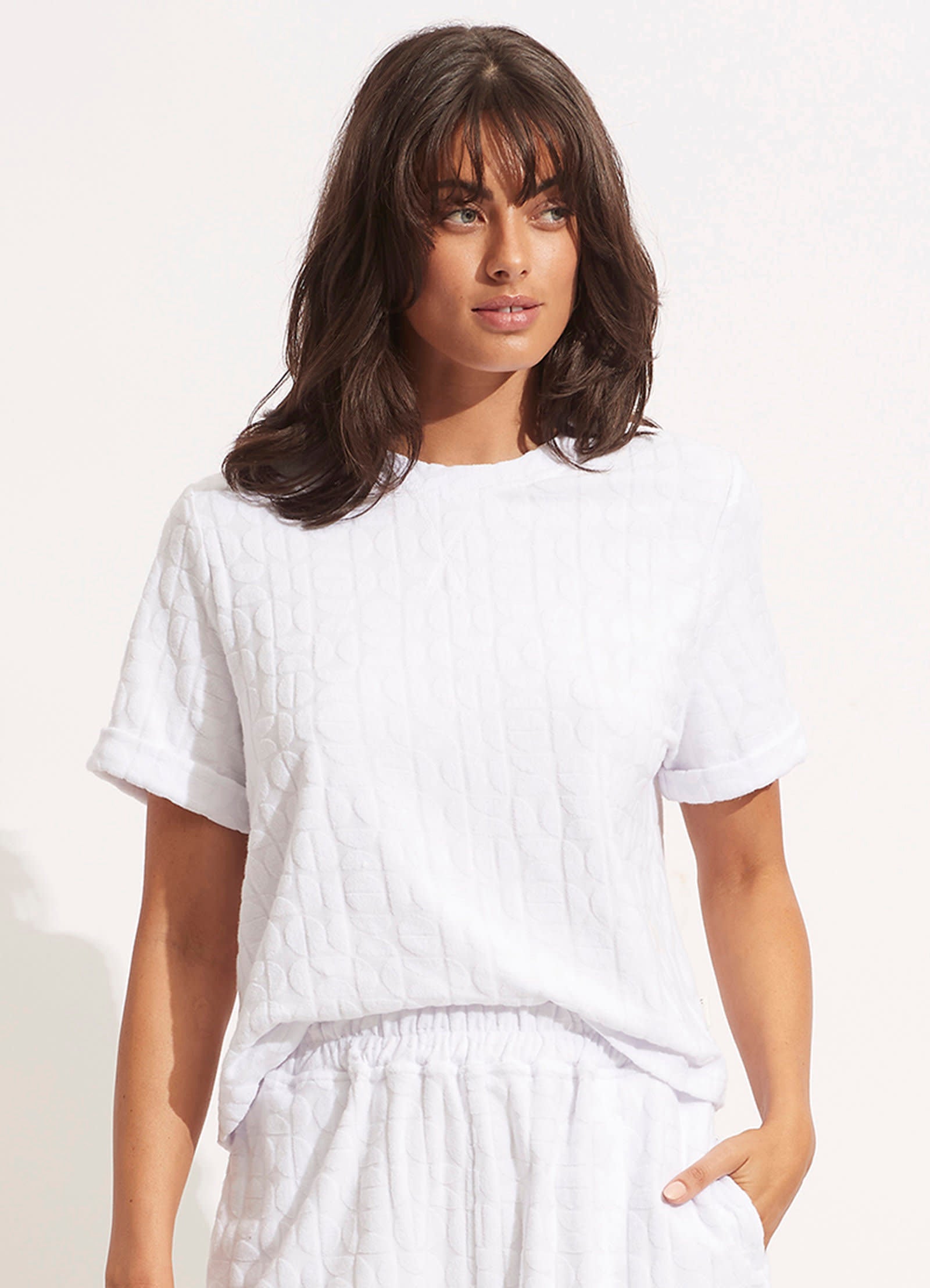 Capri Terry Tee - White - White view 2