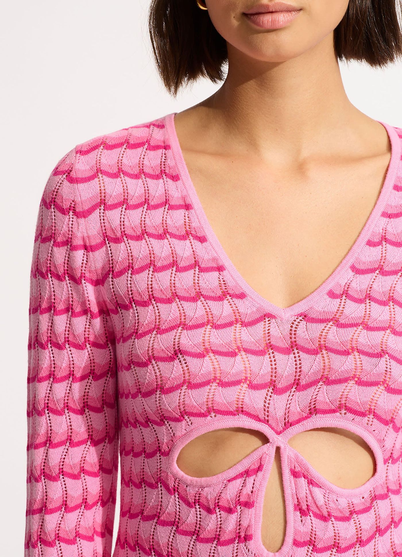 Carnaby Knit Cover Up - Fuchsia Rose - Fuchsia Rose view 4