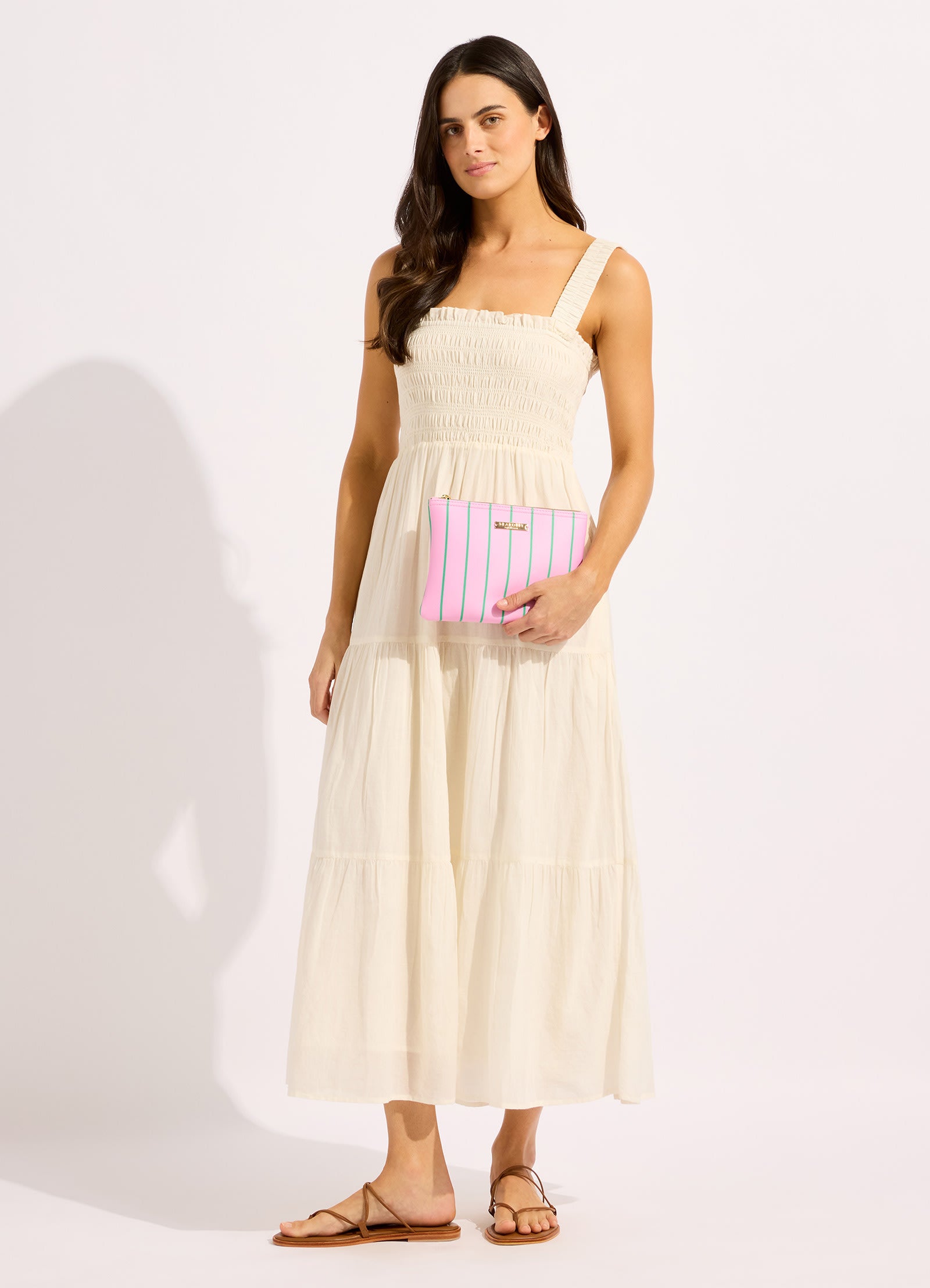 Carriedaway Mosaic Stripe Bikini Bag - Parfait Pink view 3