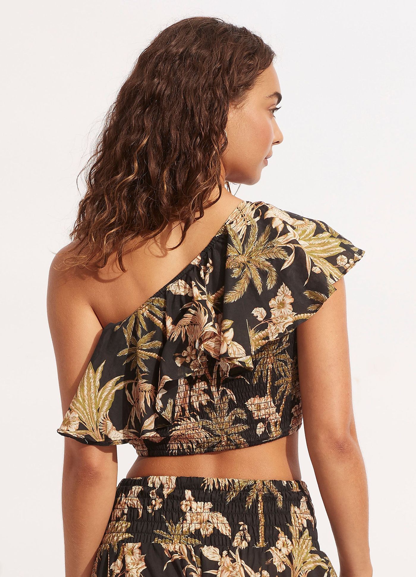 Castaway One Shoulder Top - Black - Black view 4