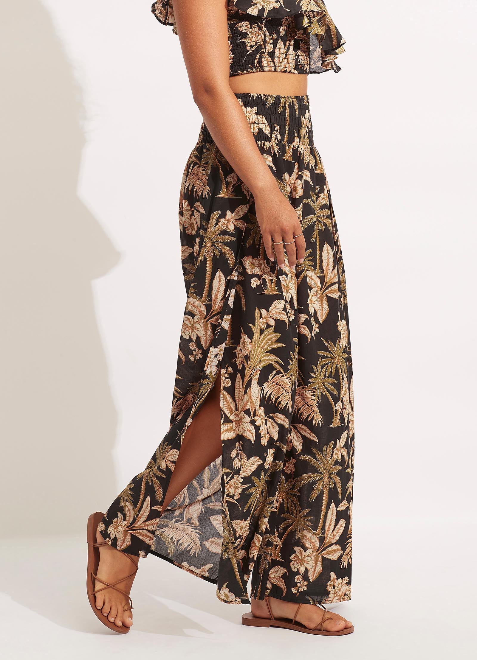 Castaway Shirring Pant - Black - Black view 3