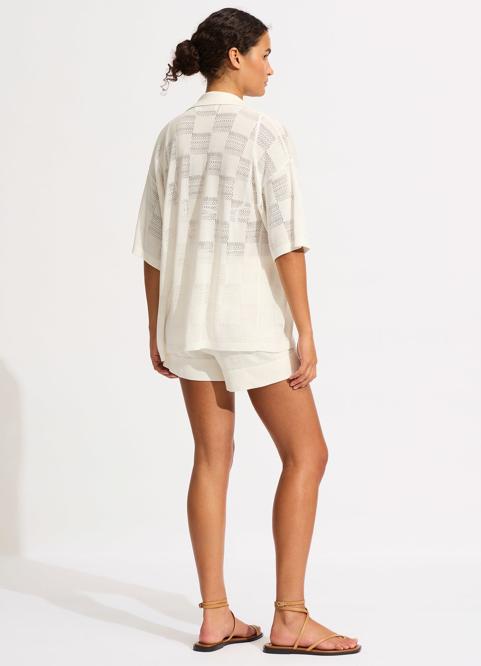 Checkered Knit Short - Natural - Natural view 4