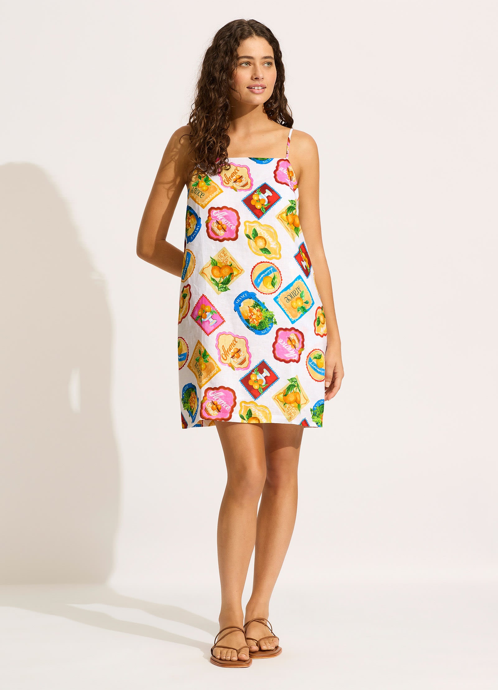 Ciao Bella Stamp Mini Dress - White - White