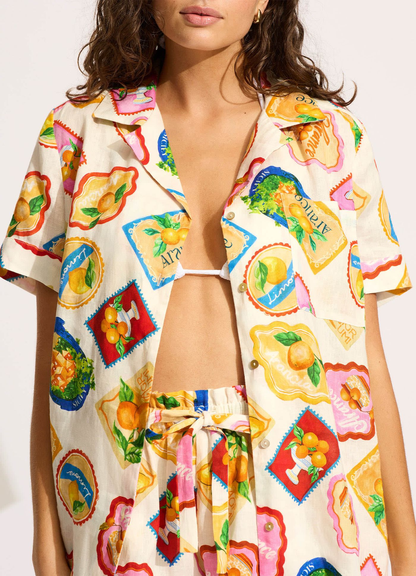 Ciao Bella Stamp Shirt - White - White view 5