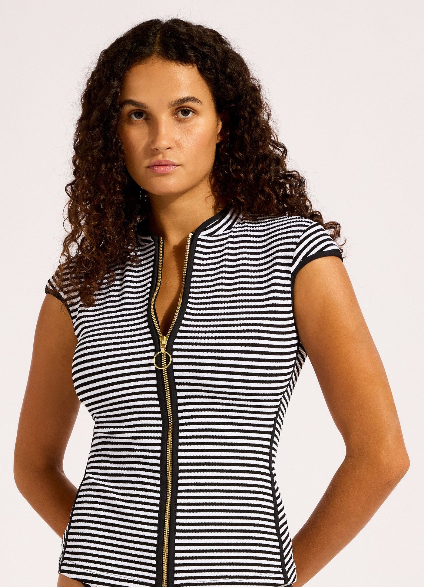 Clubhouse Cap Sleeve Sunvest Bikini Top - Black view 2