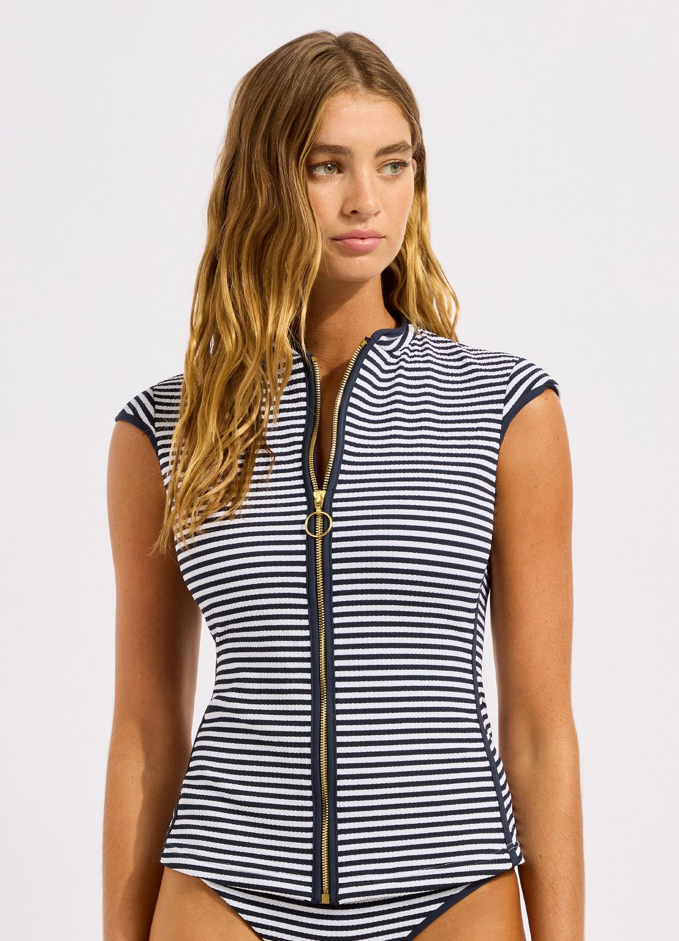 Clubhouse Cap Sleeve Sunvest Bikini Top - True Navy view 2