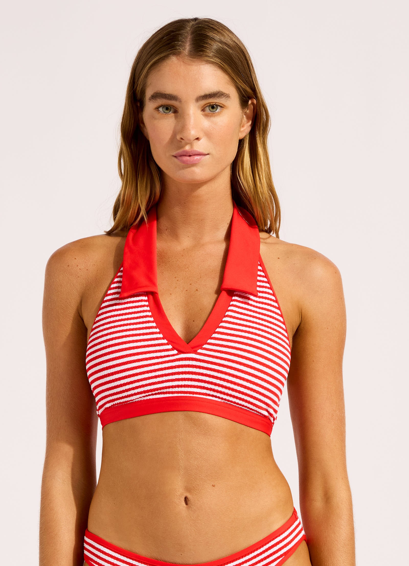 Clubhouse Halter Top With Collar Bikini Top - Flame view 2