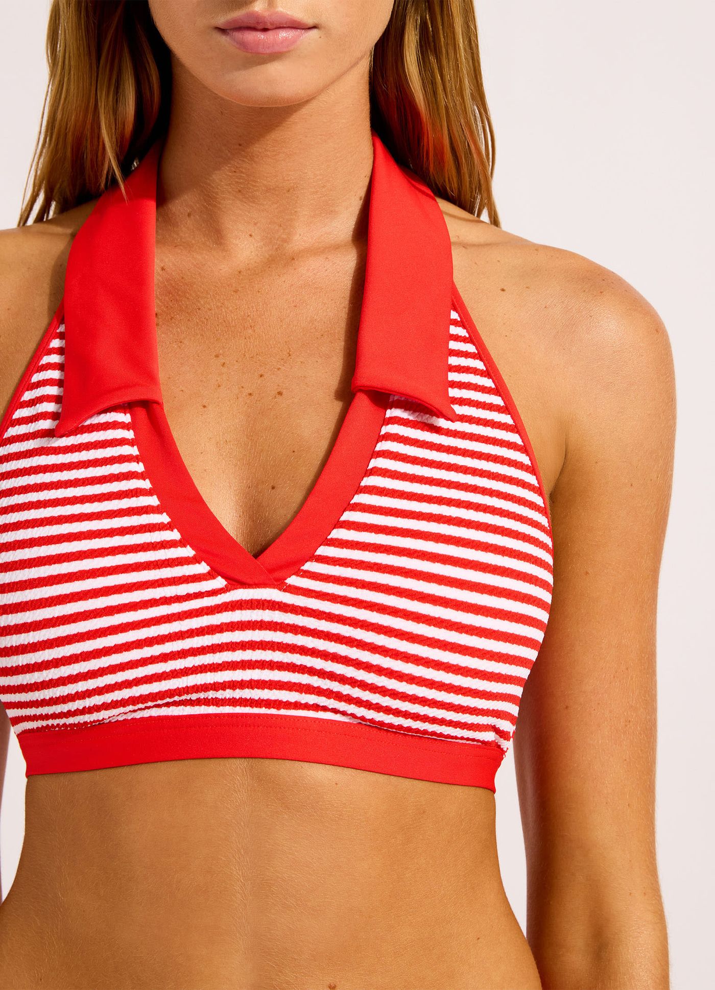 Clubhouse Halter Top With Collar Bikini Top - Flame view 5