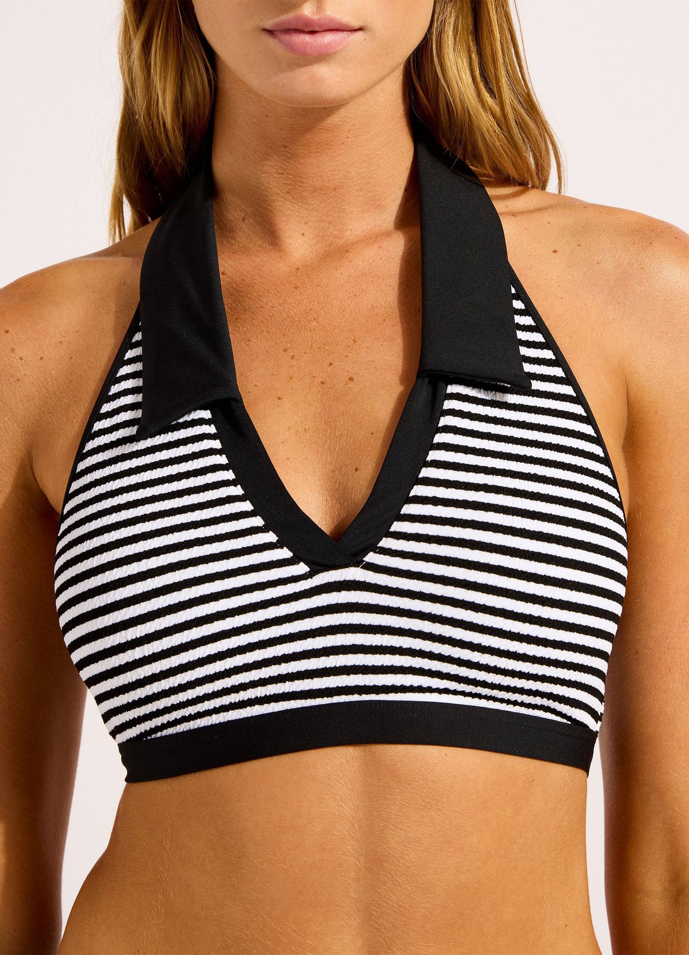 Clubhouse Halter With Collar Bikini Top - Black view 5
