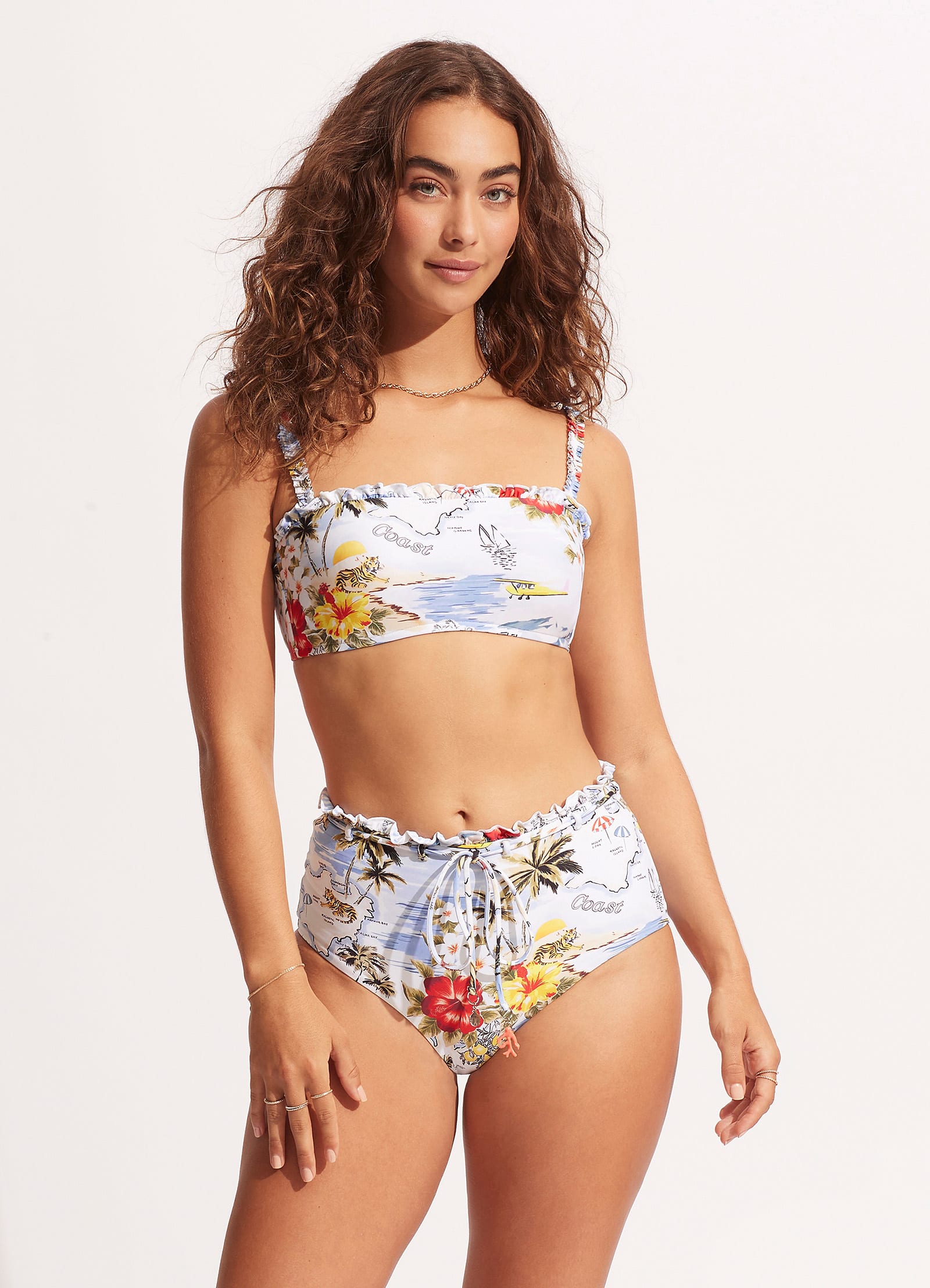 Coast To Coast High Waisted Bikini Bottom - Powder Blue - Powder Blue