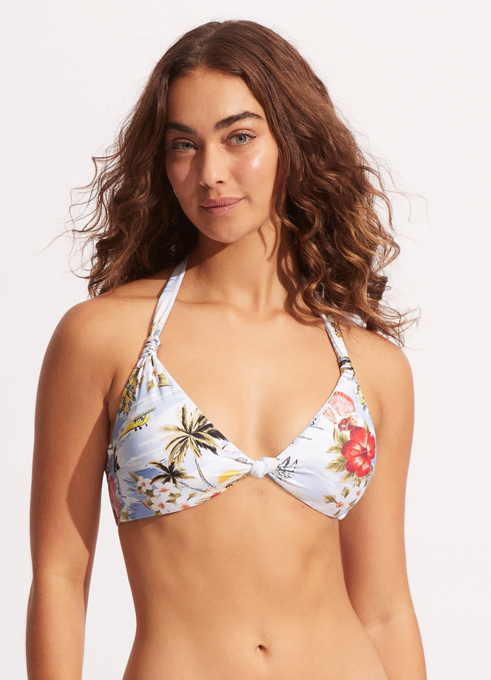 Coast To Coast Knot Front Halter Bra - Powder Blue - Powder Blue view 2