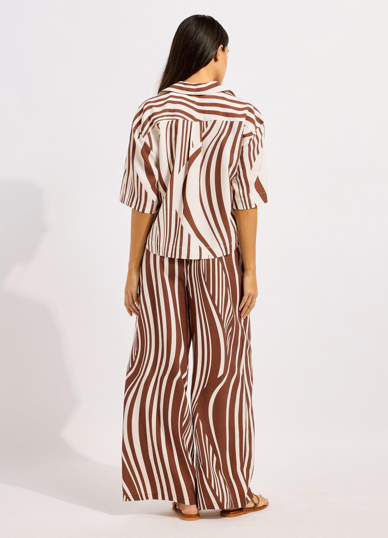 Coastline Drawcord Wide Leg Pant - Cocoa view 4